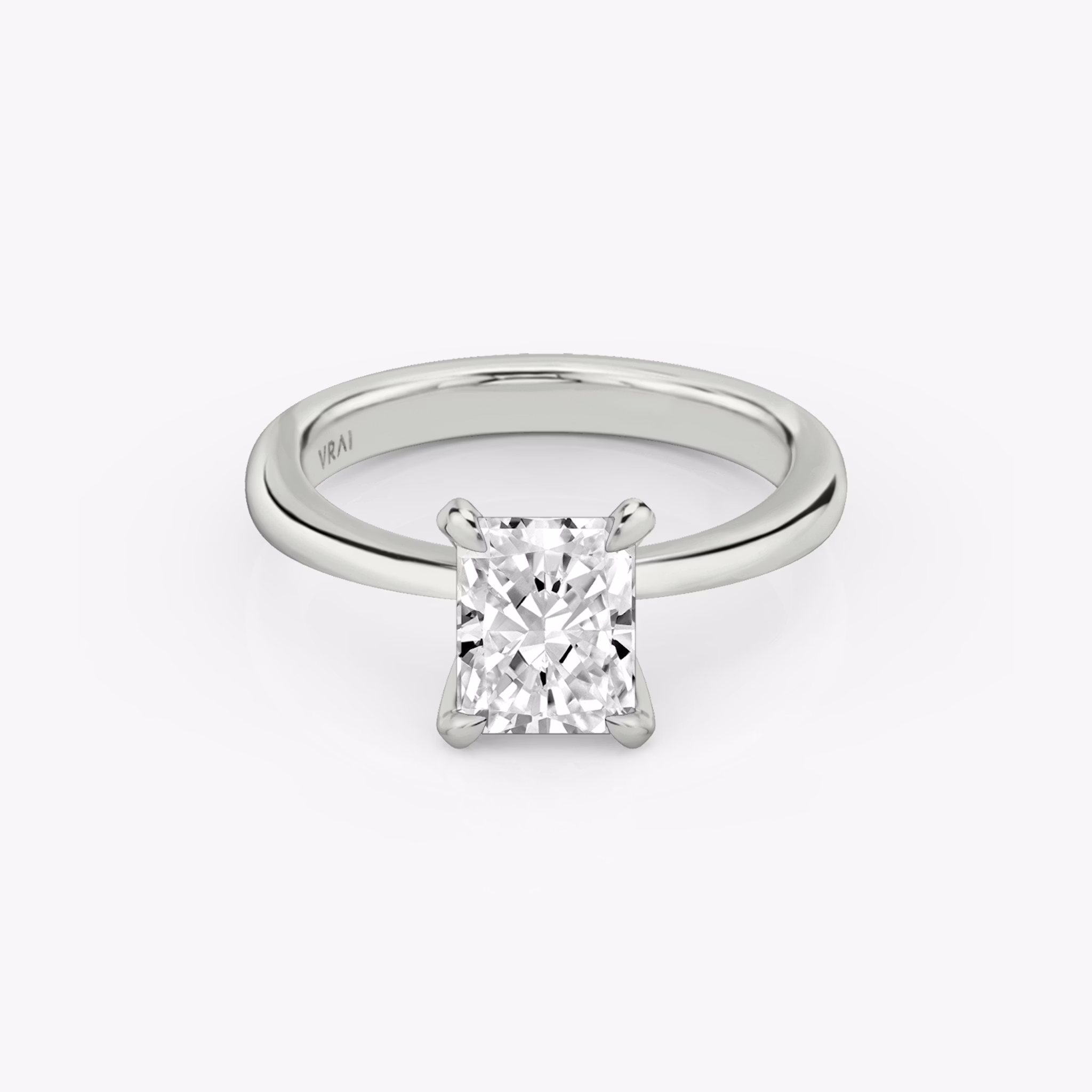The Tapered Classic | Radiant | 18k | White Gold | bandAccent: Plain | diamondOrientation: vertical | caratWeight: other