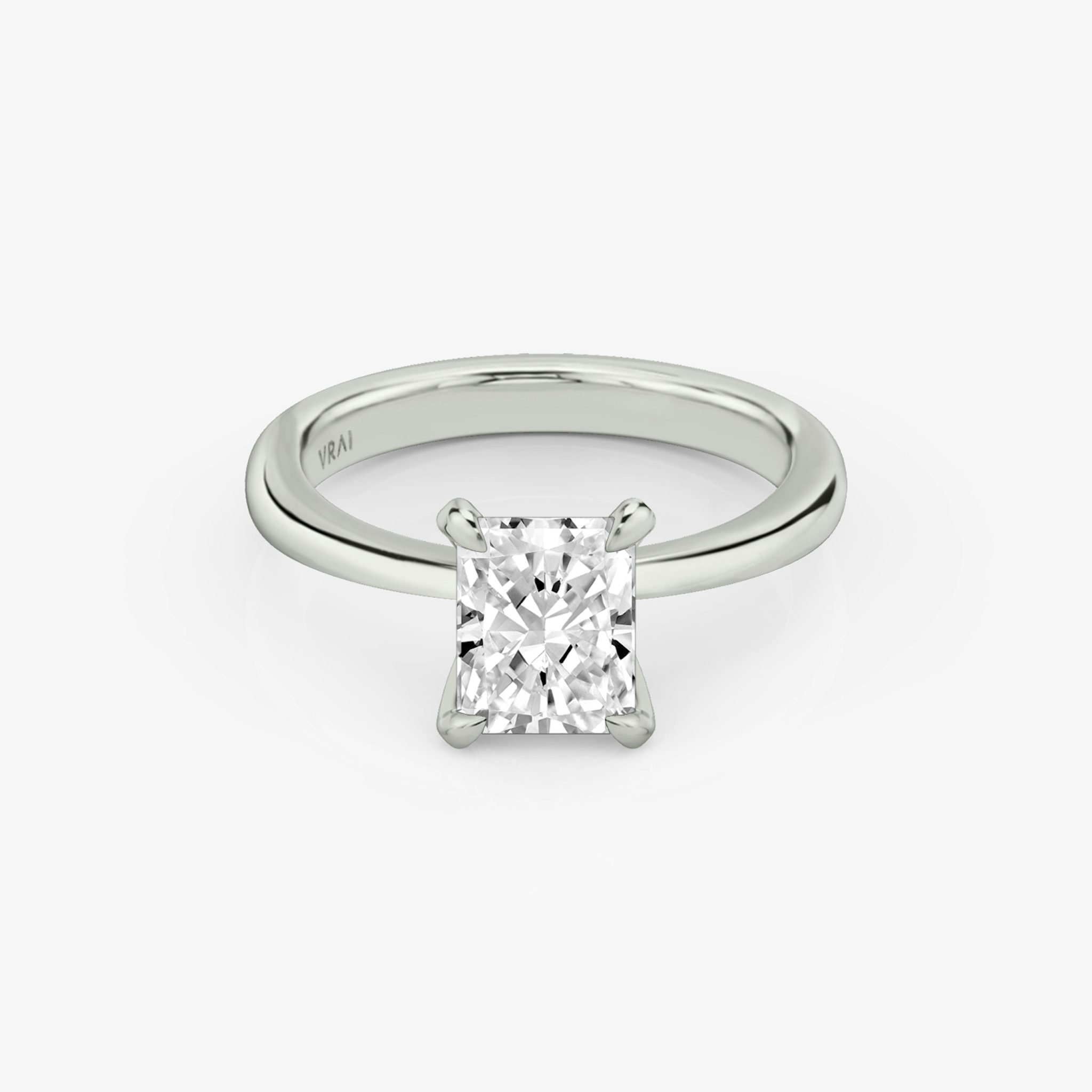 The Tapered Classic | Radiant | 18k | White Gold | bandAccent: Plain | diamondOrientation: vertical | caratWeight: other