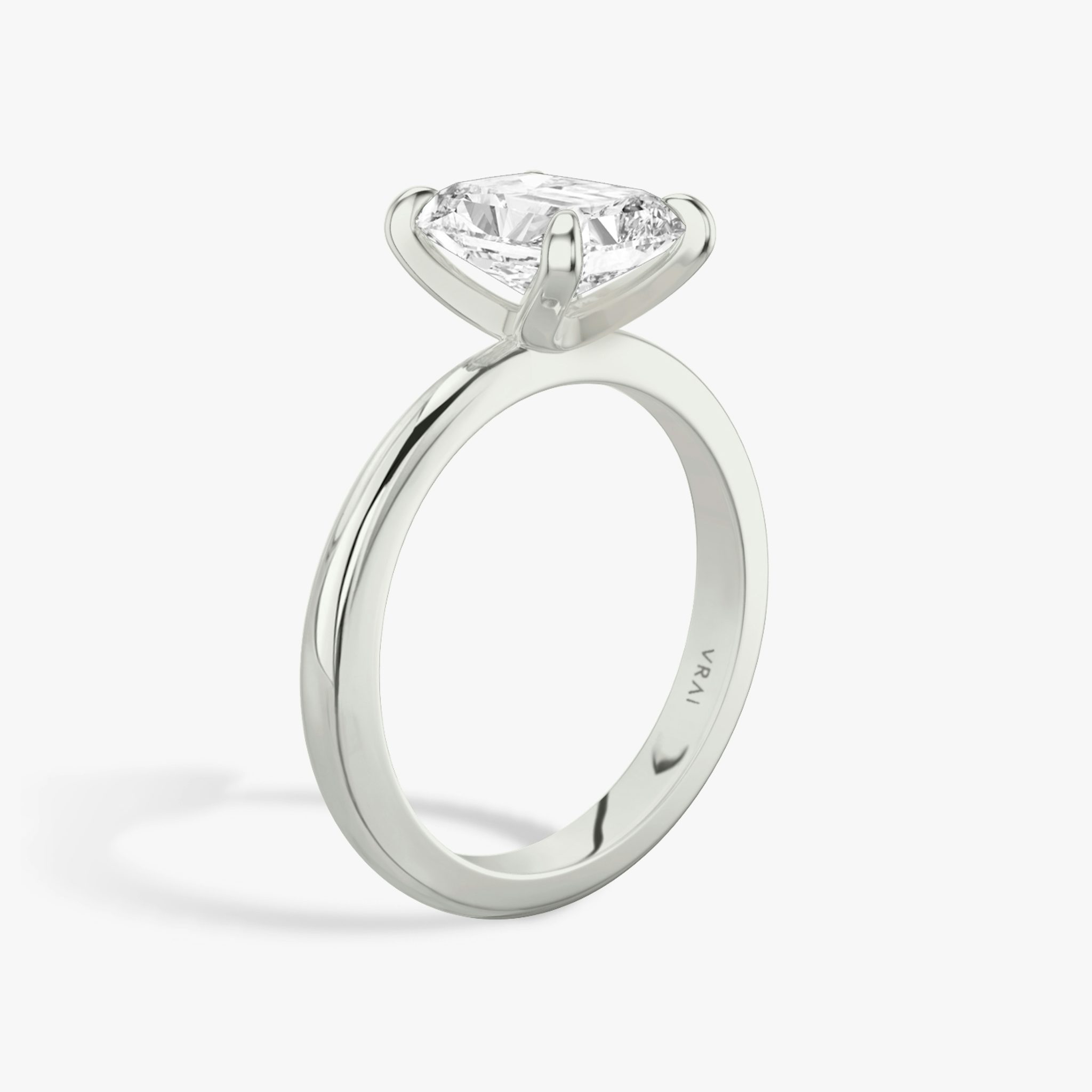The Tapered Classic | Radiant | 18k | White Gold | bandAccent: Plain | diamondOrientation: vertical | caratWeight: other