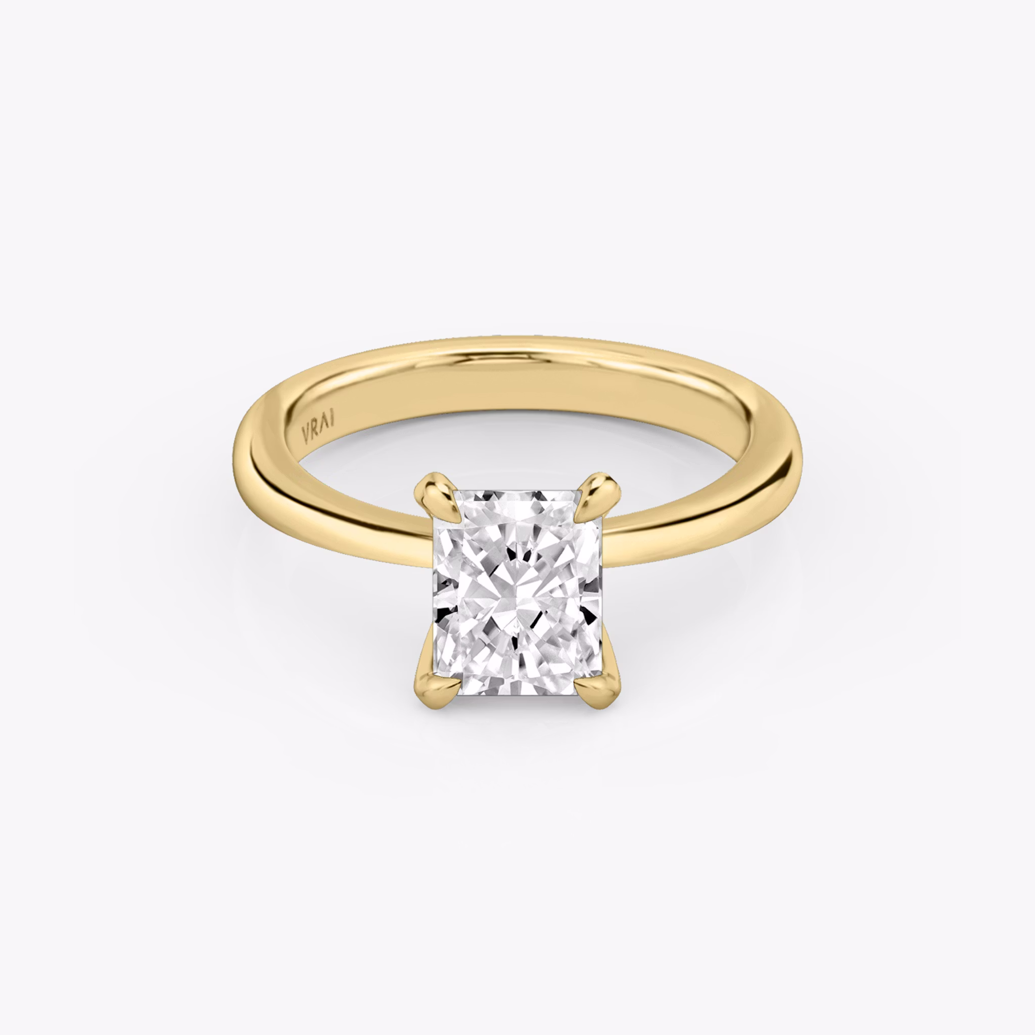 The Tapered Classic | Radiant | 18k | Yellow Gold | bandAccent: Plain | diamondOrientation: vertical | caratWeight: other