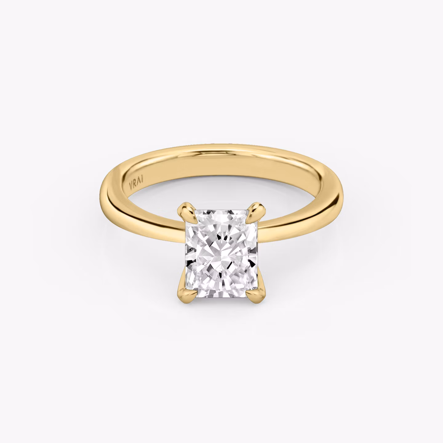 Bague de fiançailles Tapered Classic | Radiant | 18k | Or jaune | bandAccent: Simple | diamondOrientation: vertical | caratWeight: other
