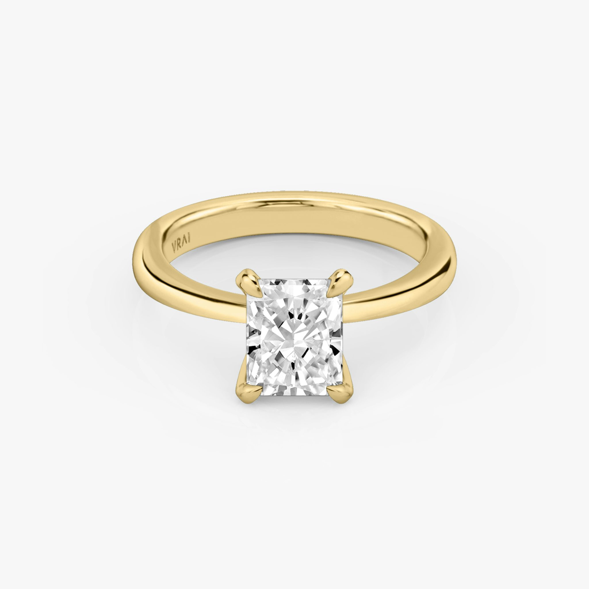 The Tapered Classic | Radiant | 18k | Yellow Gold | bandAccent: Plain | diamondOrientation: vertical | caratWeight: other