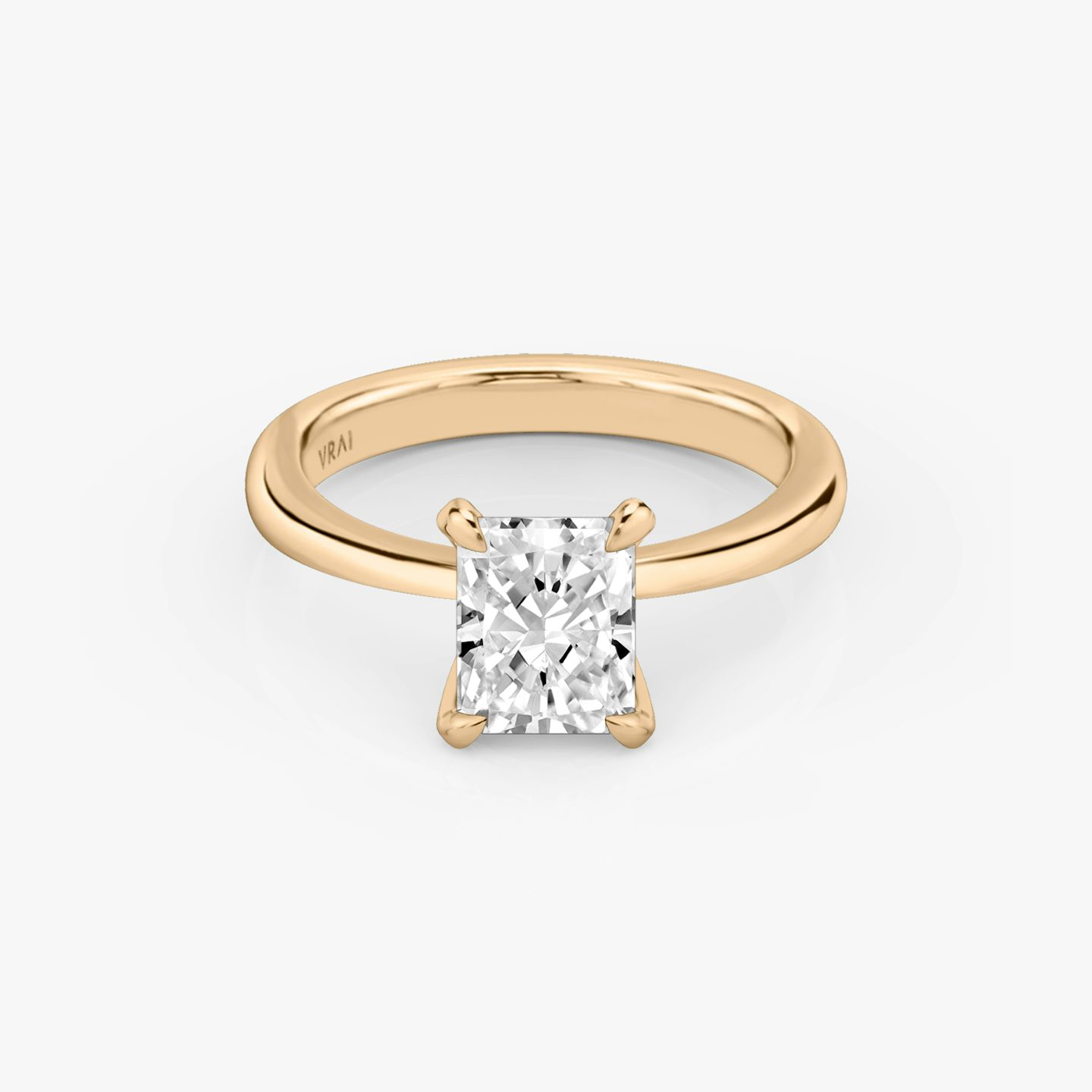 The Tapered Classic | Radiant | 14k | Rose Gold | bandAccent: Plain | diamondOrientation: vertical | caratWeight: other