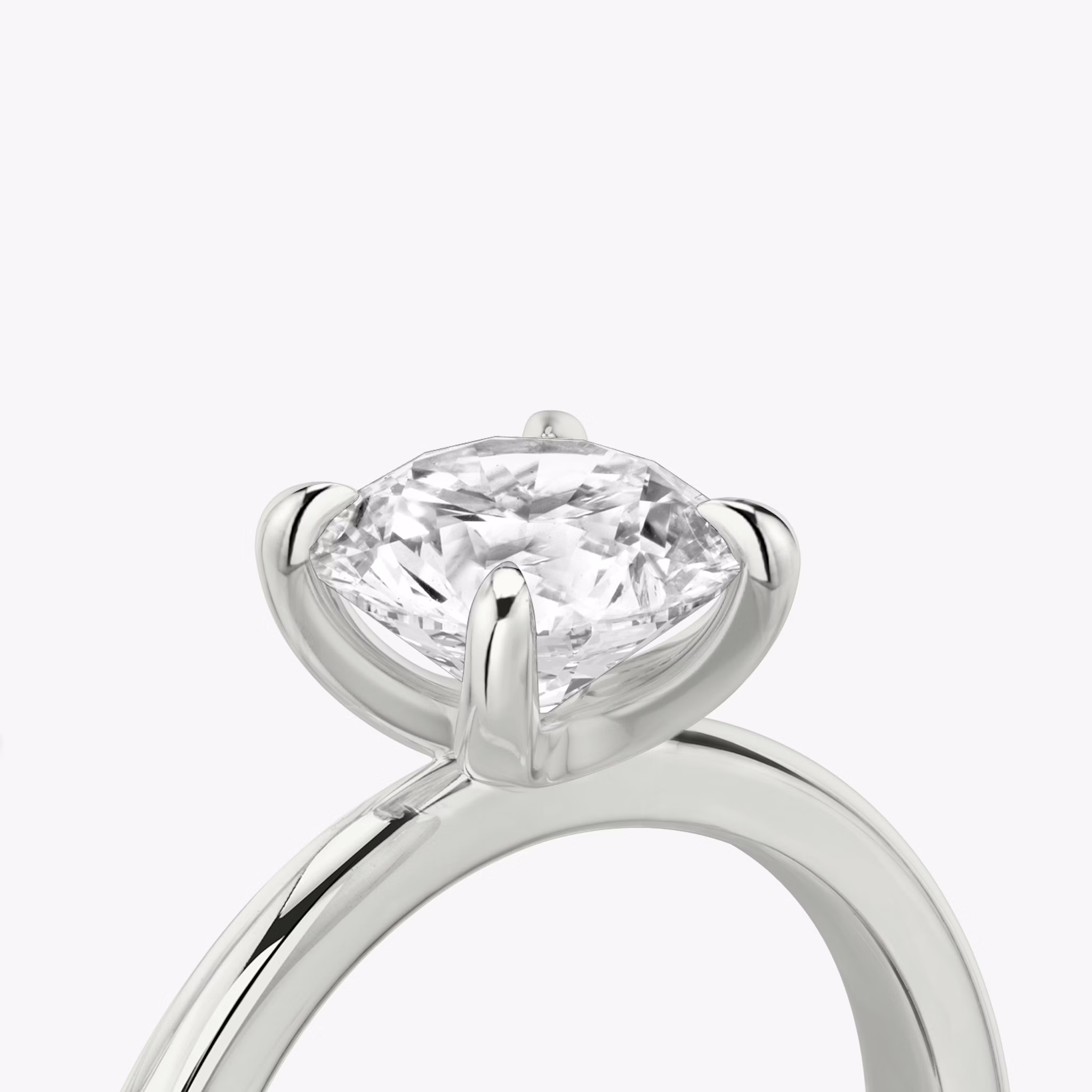 The Tapered Classic | Round Brilliant | 18k | White Gold | bandAccent: Plain | caratWeight: other | diamondOrientation: vertical