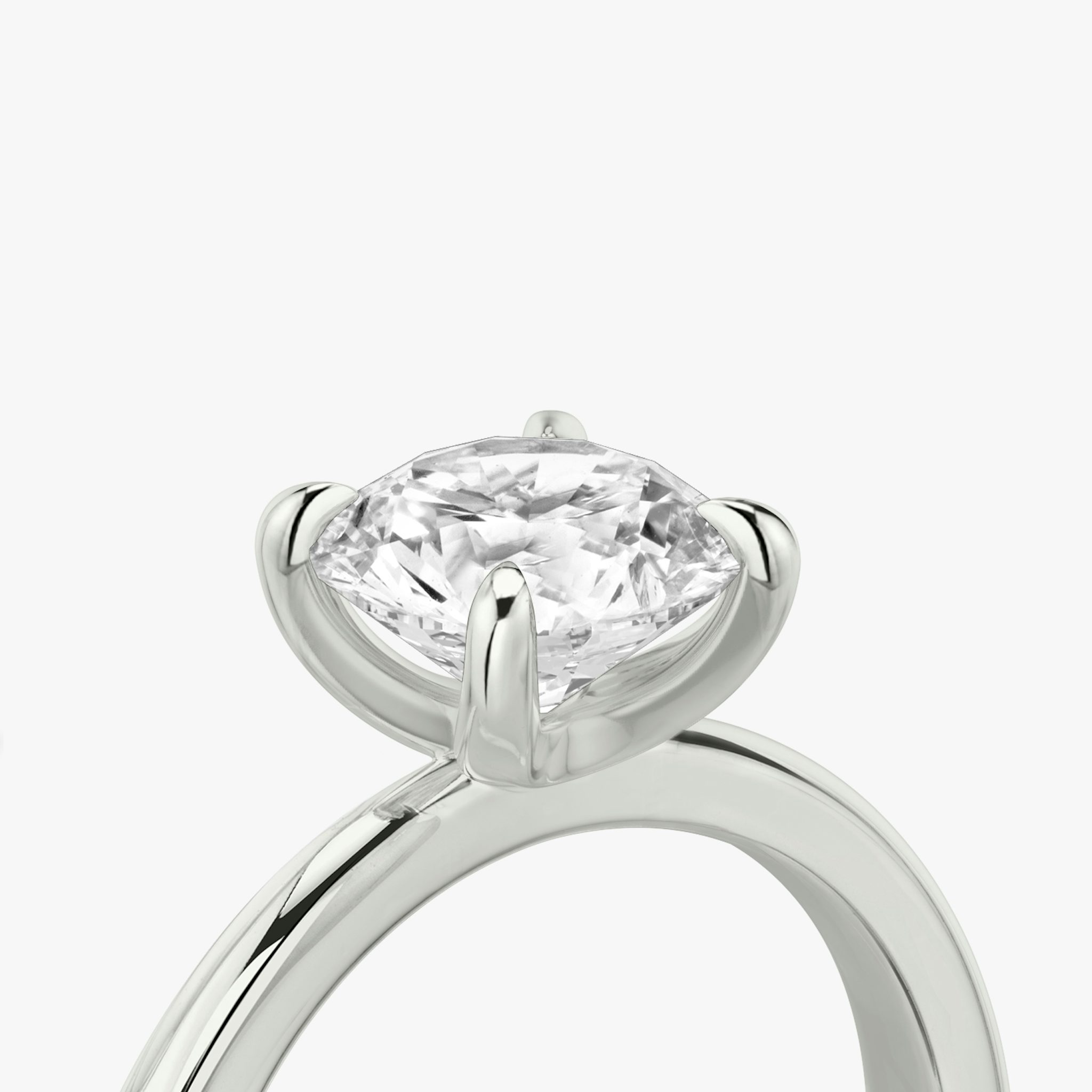 The Tapered Classic | Round Brilliant | 18k | White Gold | bandAccent: Plain | caratWeight: other | diamondOrientation: vertical