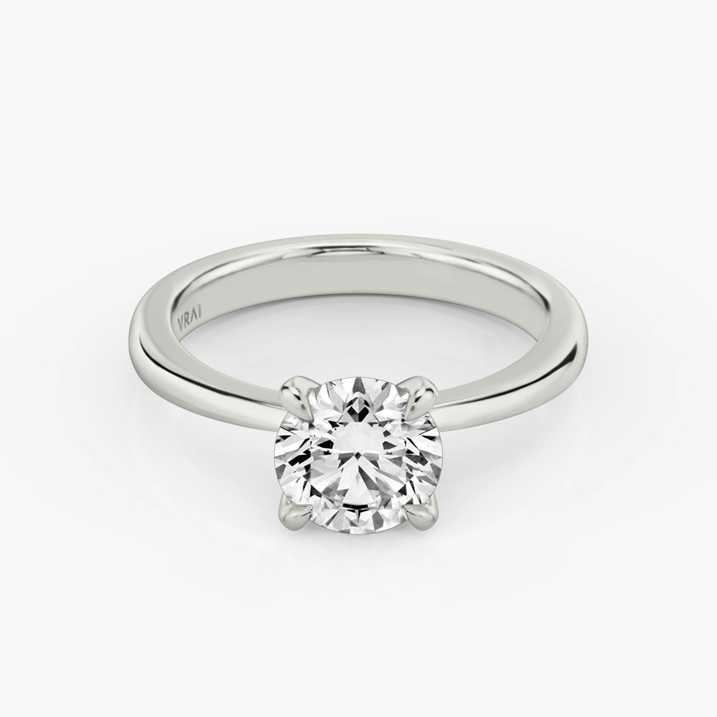 The Tapered Classic | Round Brilliant | 18k | White Gold | bandAccent: Plain | caratWeight: other | diamondOrientation: vertical