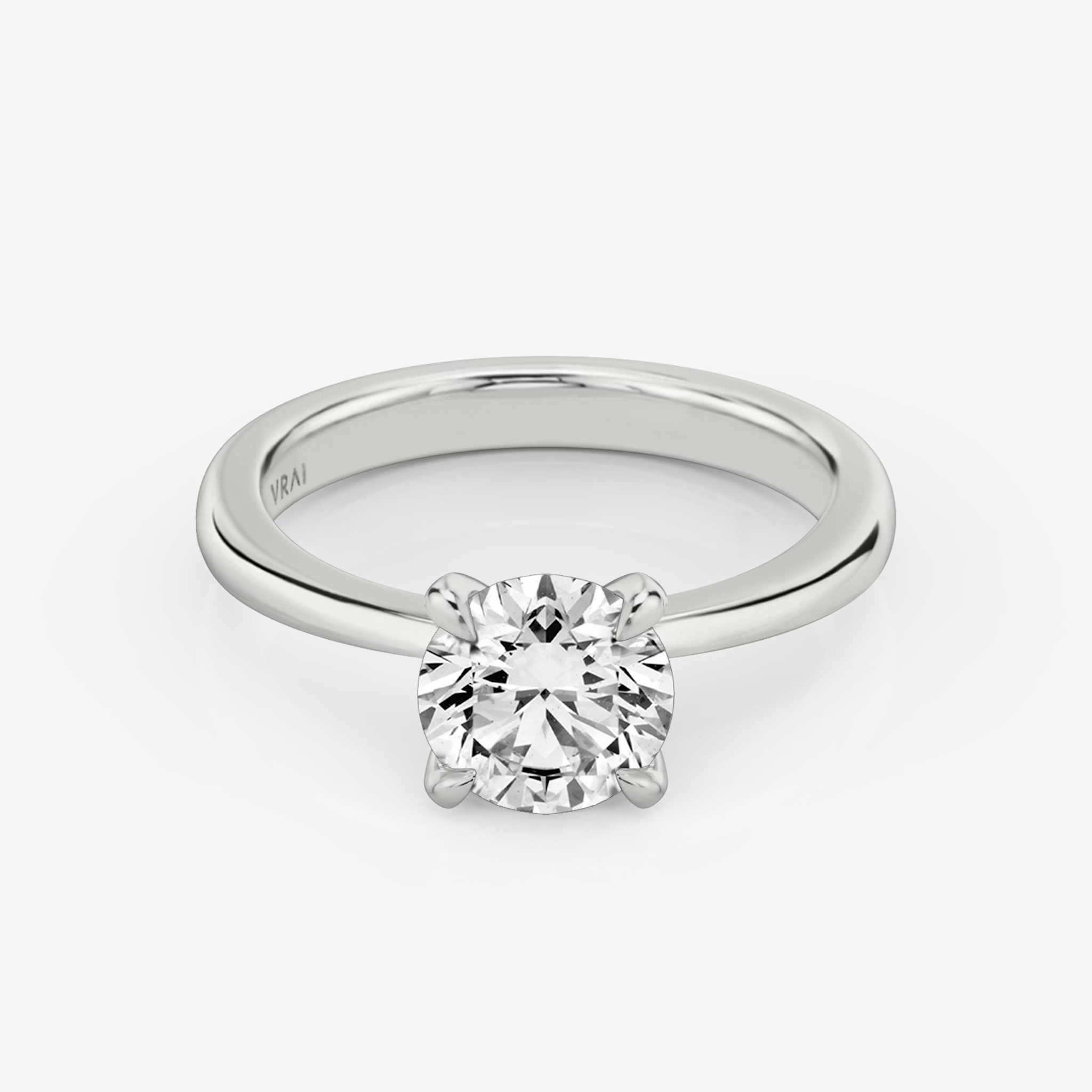 The Tapered Classic | Round Brilliant | 18k | White Gold | bandAccent: Plain | caratWeight: other | diamondOrientation: vertical