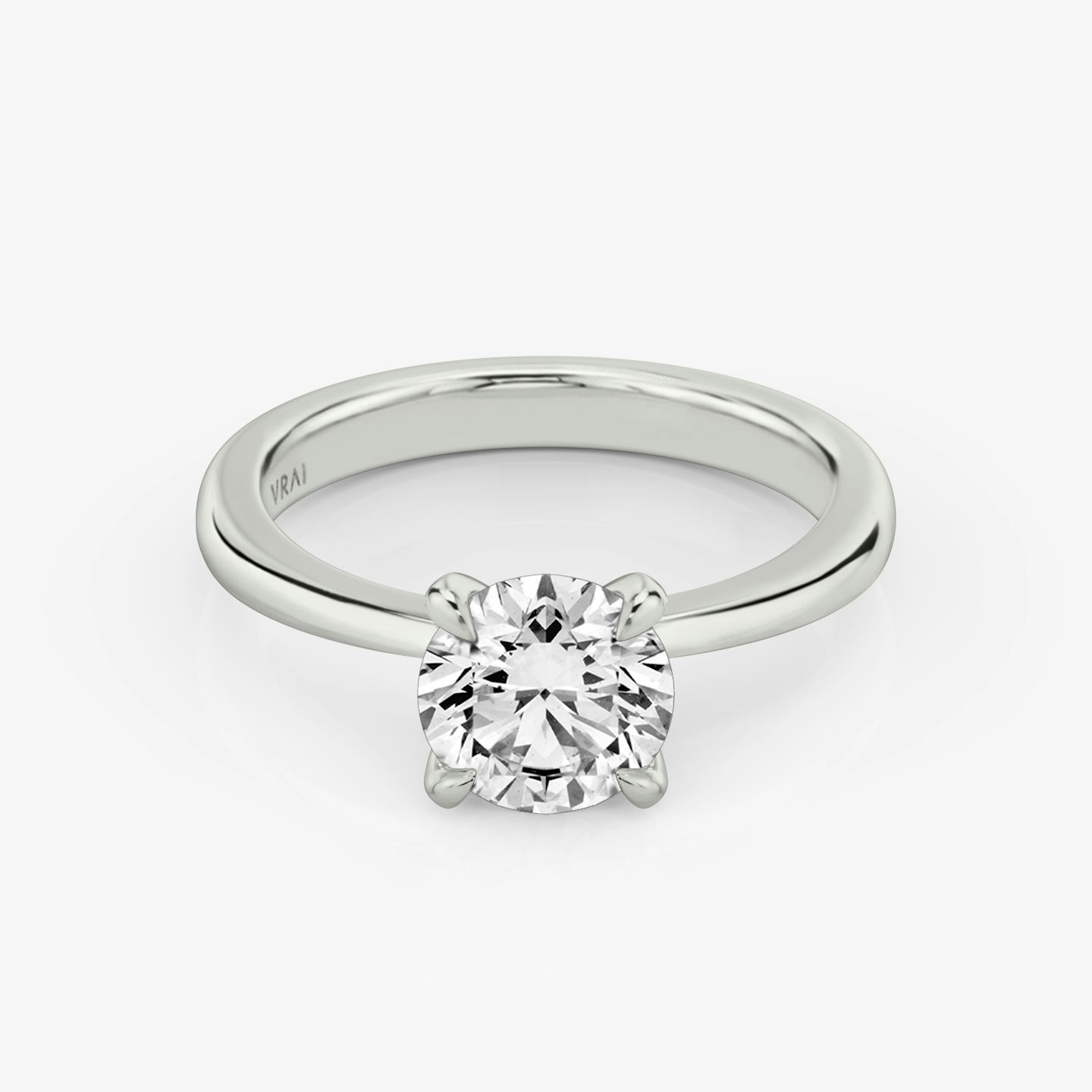 The Tapered Classic | Round Brilliant | 18k | White Gold | bandAccent: Plain | caratWeight: 1.5ct | diamondOrientation: vertical