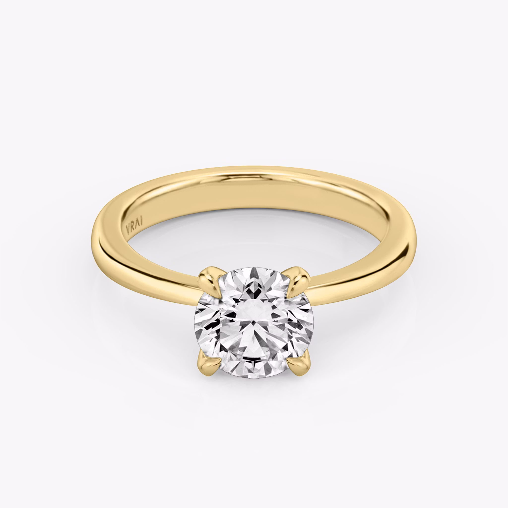 The Tapered Classic | Round Brilliant | 18k | Yellow Gold | bandAccent: Plain | caratWeight: other | diamondOrientation: vertical
