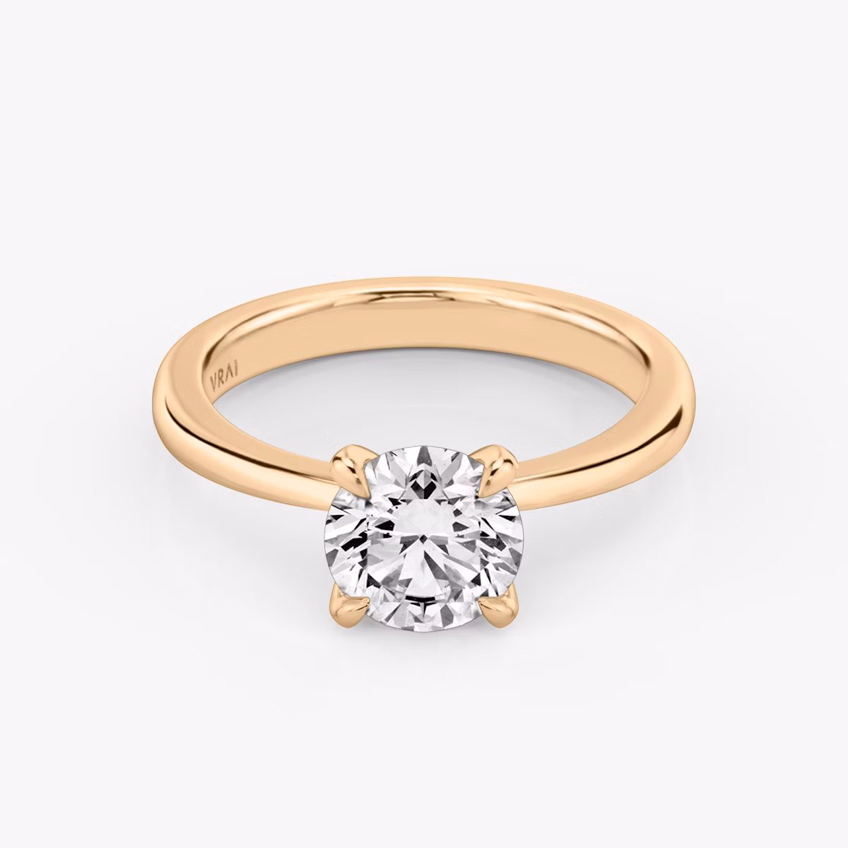 The Tapered Classic | Round Brilliant | 14k | Rose Gold | bandAccent: Plain | caratWeight: other | diamondOrientation: vertical