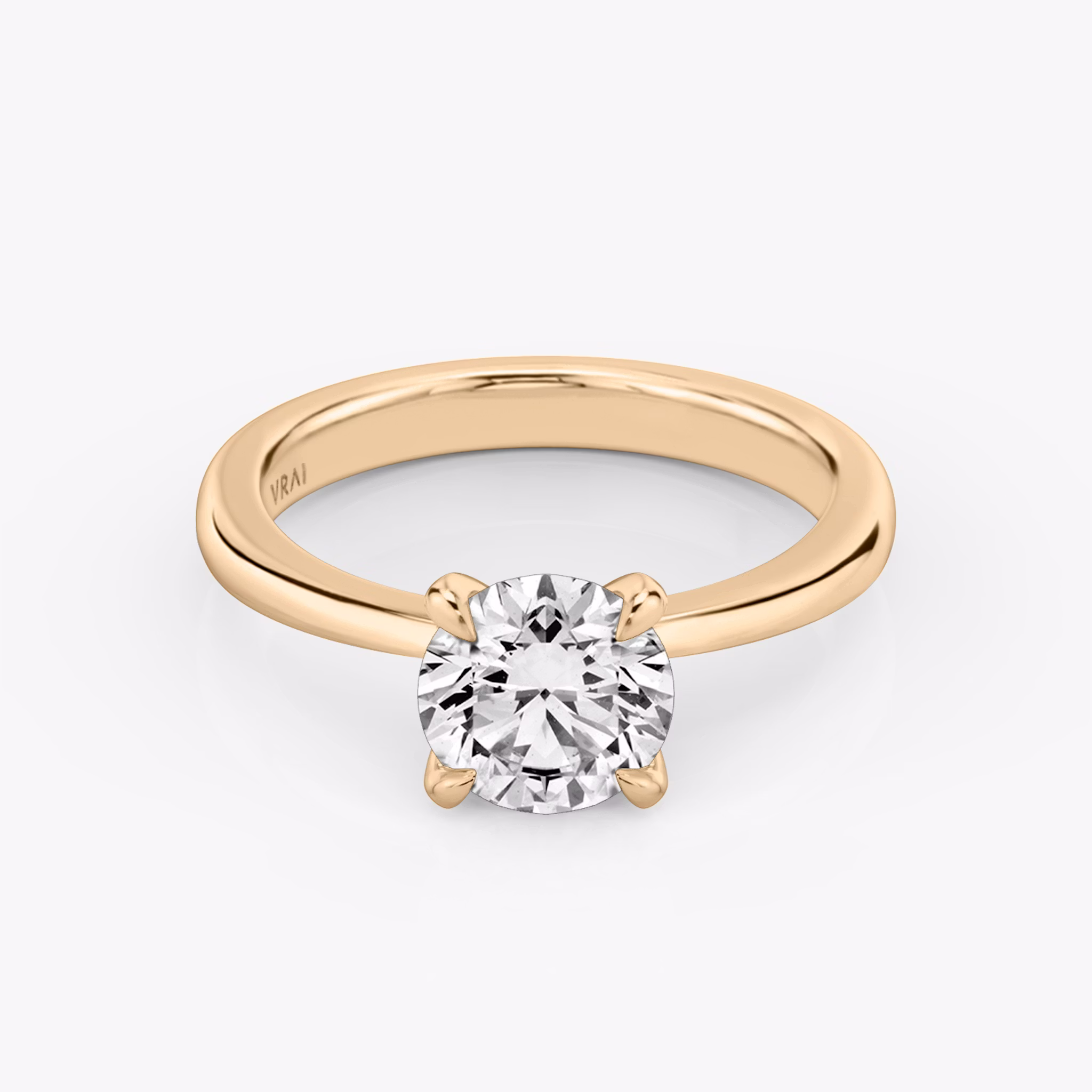 The Tapered Classic | Round Brilliant | 14k | Rose Gold | bandAccent: Plain | caratWeight: 1.0ct | diamondOrientation: vertical