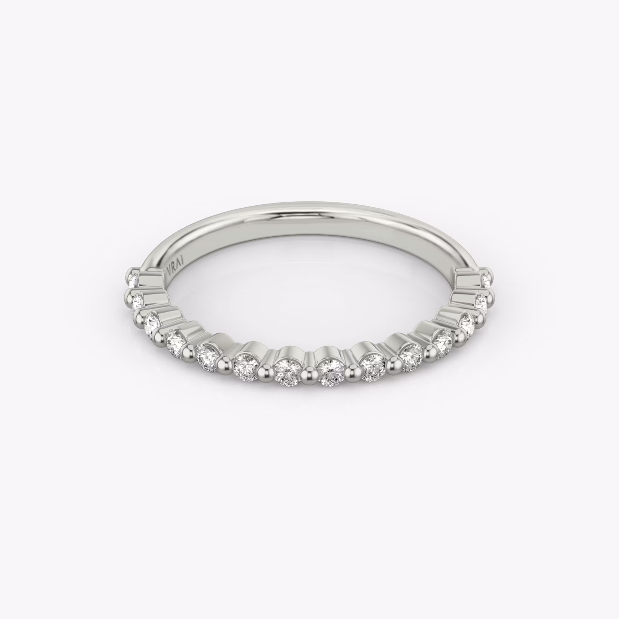 The Single Shared Prong Band | White Gold