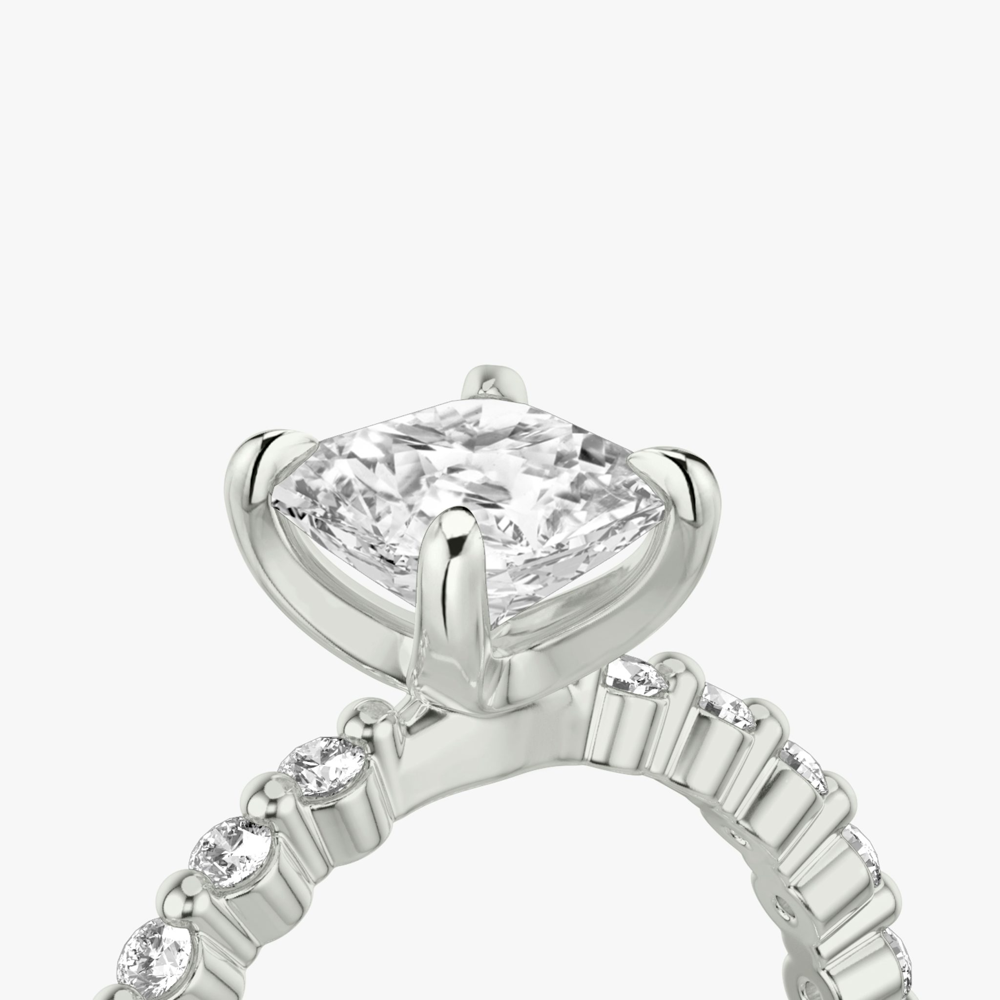 The Single Shared Prong | Asscher | 18k | White Gold | bandAccent: Plain | bandStoneStyle: original | diamondOrientation: vertical | caratWeight: other