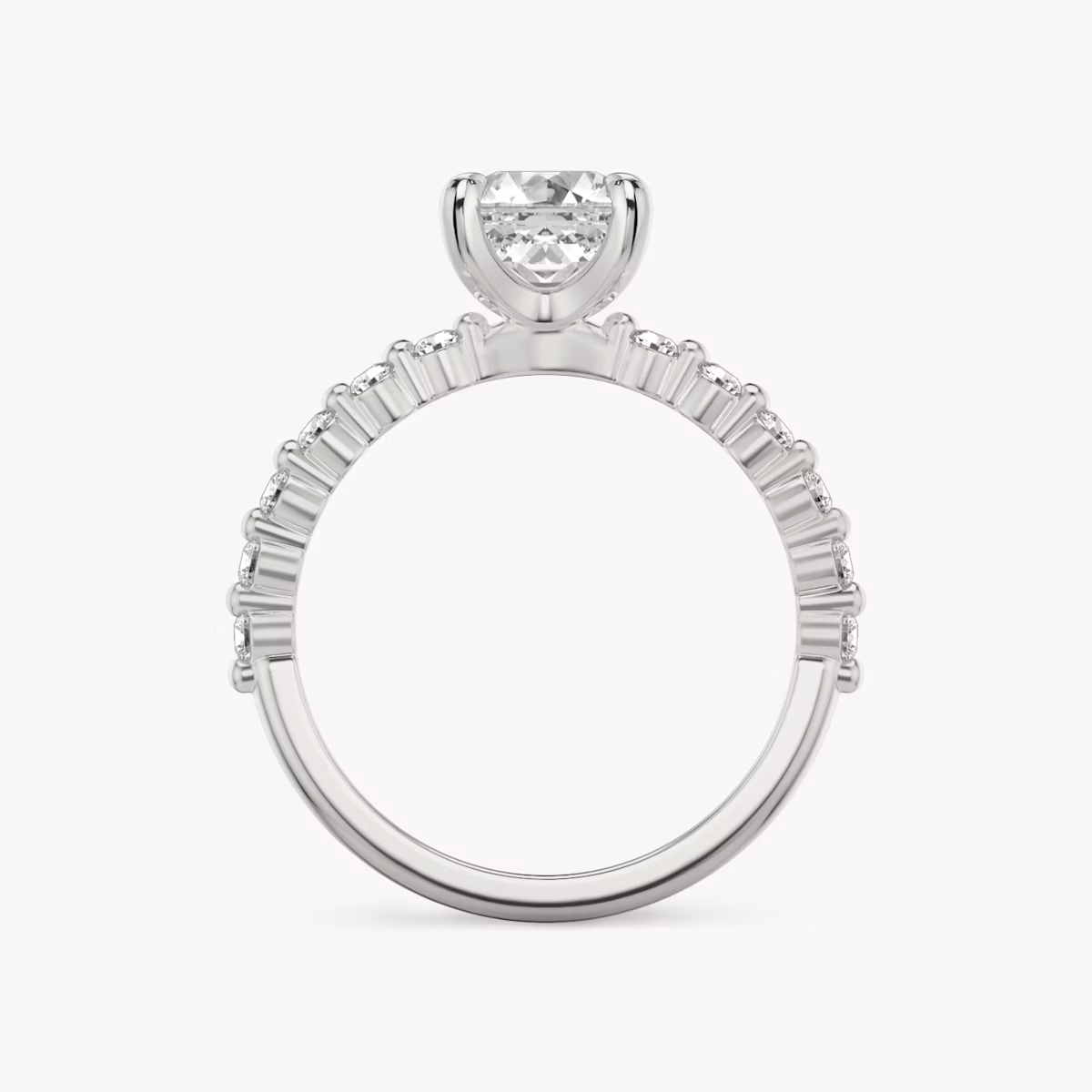Anillo de compromiso Single Shared Prong | Asscher | 18k | Oro blanco | bandAccent: Simple | bandStoneStyle: original | diamondOrientation: vertical | caratWeight: other