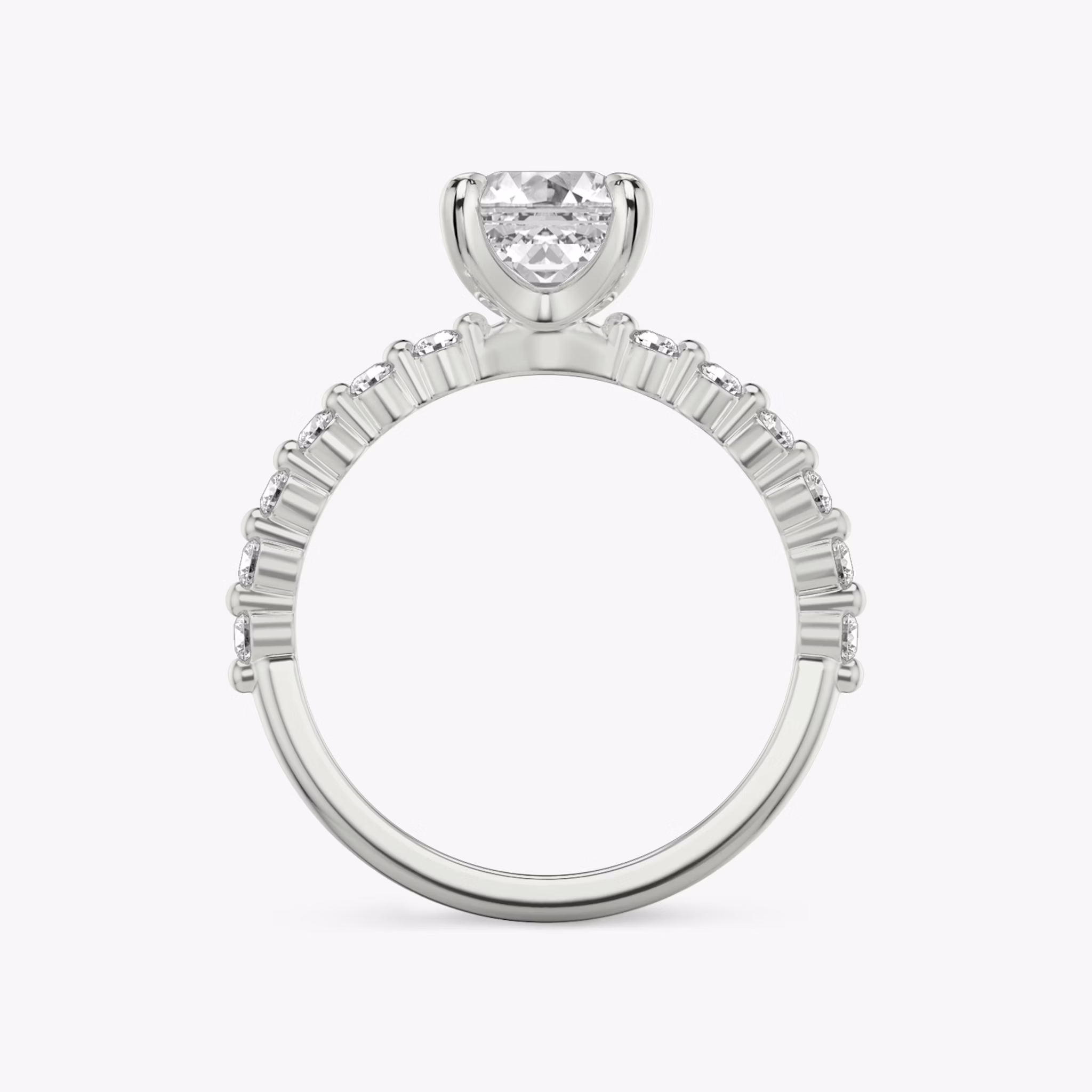 The Single Shared Prong | Asscher | 18k | White Gold | bandAccent: Plain | bandStoneStyle: original | diamondOrientation: vertical | caratWeight: other
