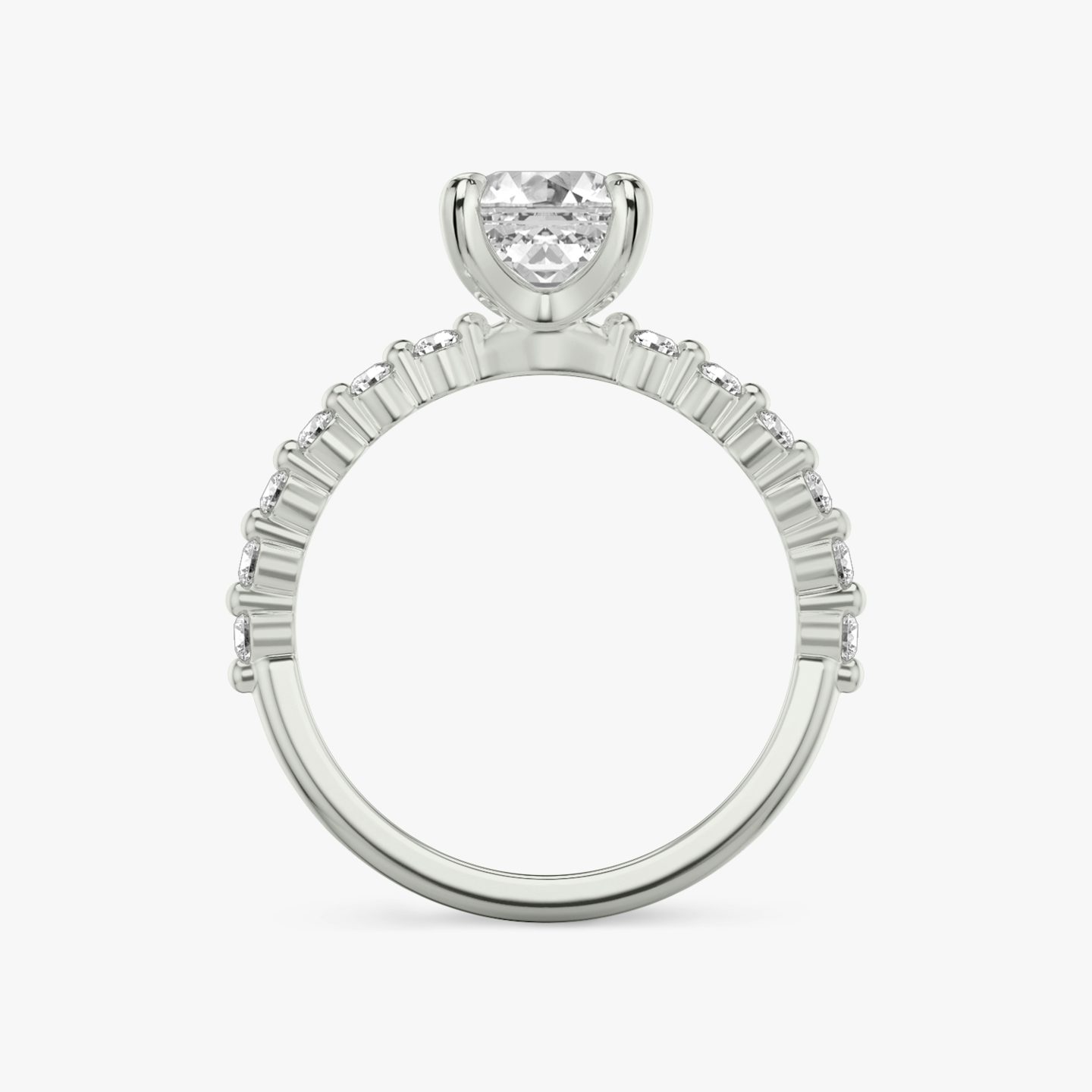 Bague de fiançailles Single Shared Prong | Asscher | 18k | Or blanc | bandAccent: Simple | bandStoneStyle: original | diamondOrientation: vertical | caratWeight: other