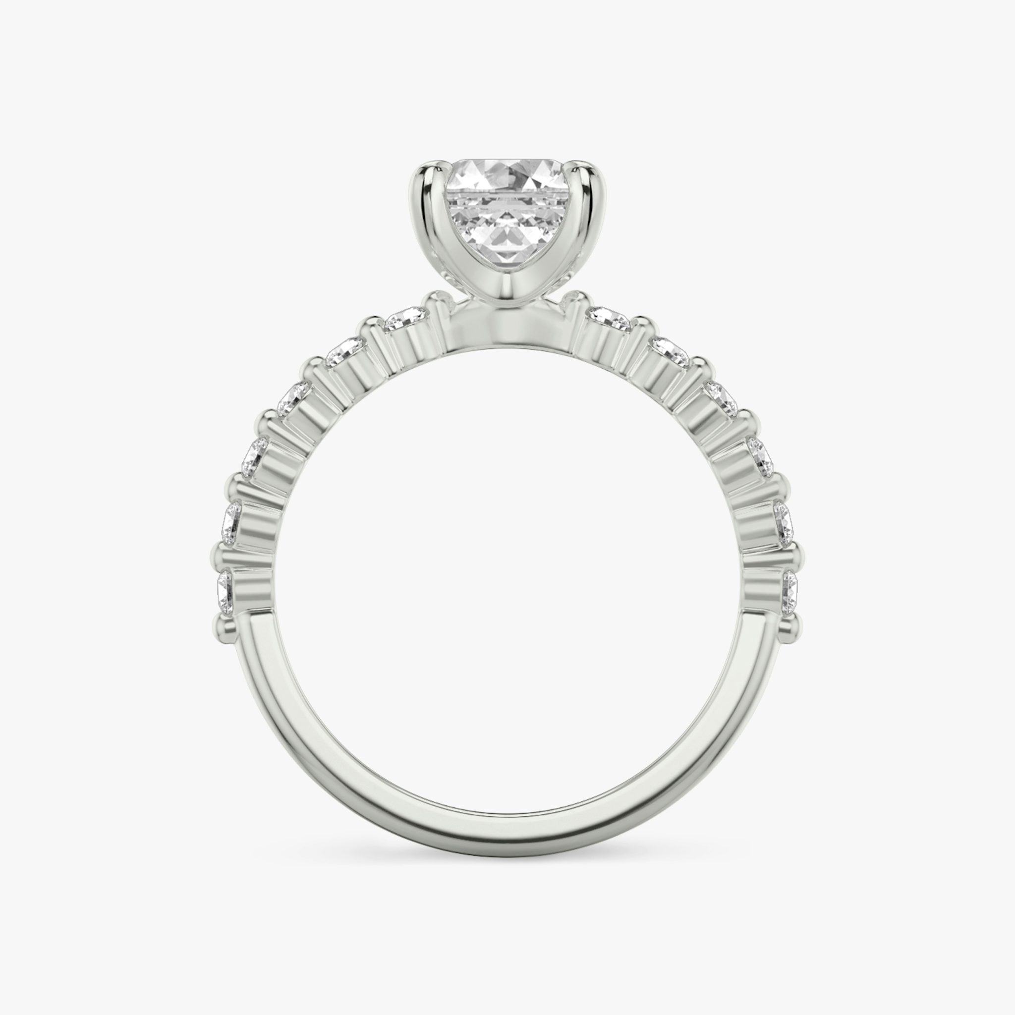 The Single Shared Prong | Asscher | 18k | White Gold | bandAccent: Plain | bandStoneStyle: original | diamondOrientation: vertical | caratWeight: other