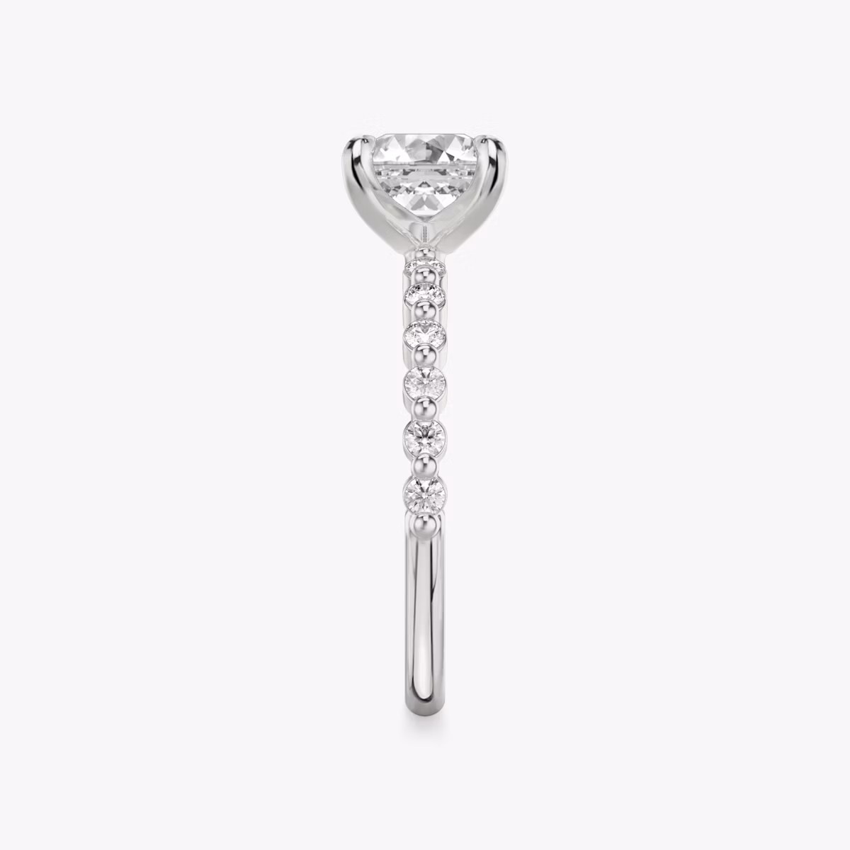 Anillo de compromiso Single Shared Prong | Asscher | 18k | Oro blanco | bandAccent: Simple | bandStoneStyle: original | diamondOrientation: vertical | caratWeight: other