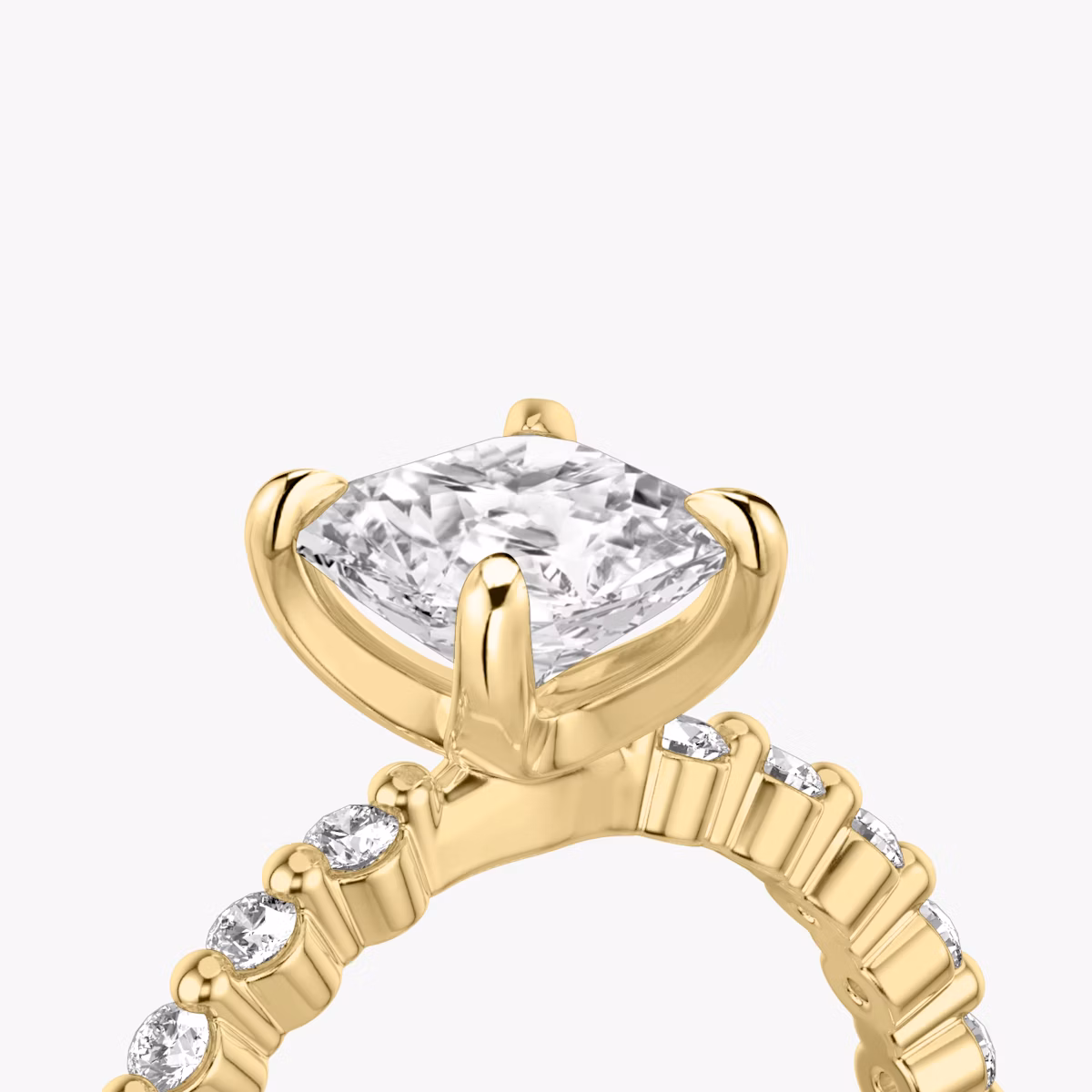 The Single Shared Prong | Asscher | 18k | Yellow Gold | bandAccent: Plain | bandStoneStyle: original | diamondOrientation: vertical | caratWeight: other