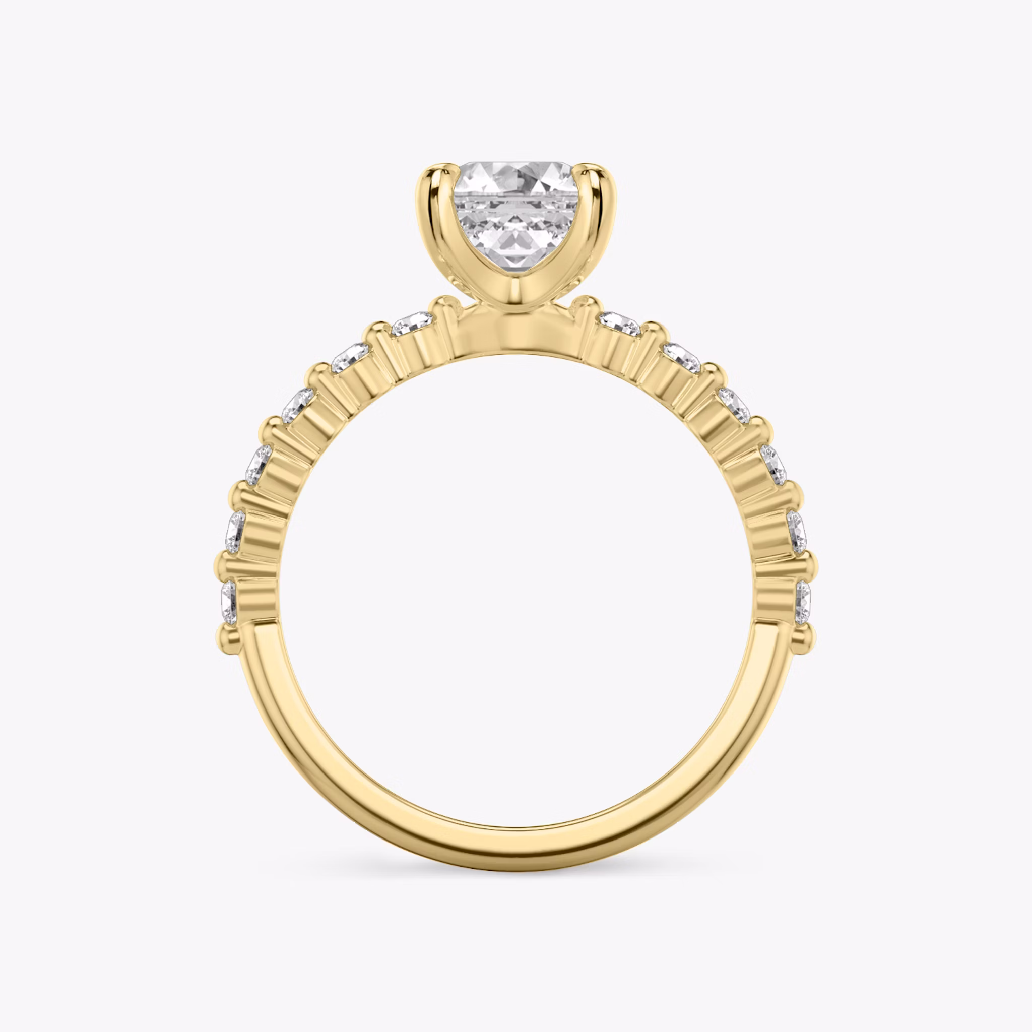 The Single Shared Prong | Asscher | 18k | Yellow Gold | bandAccent: Plain | bandStoneStyle: original | diamondOrientation: vertical | caratWeight: other