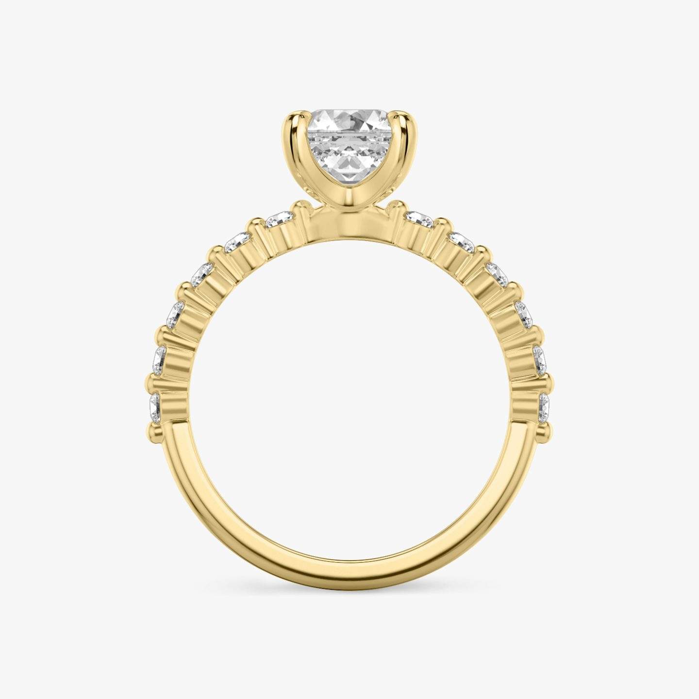 The Single Shared Prong | Asscher | 18k | Yellow Gold | bandAccent: Plain | bandStoneStyle: original | diamondOrientation: vertical | caratWeight: other