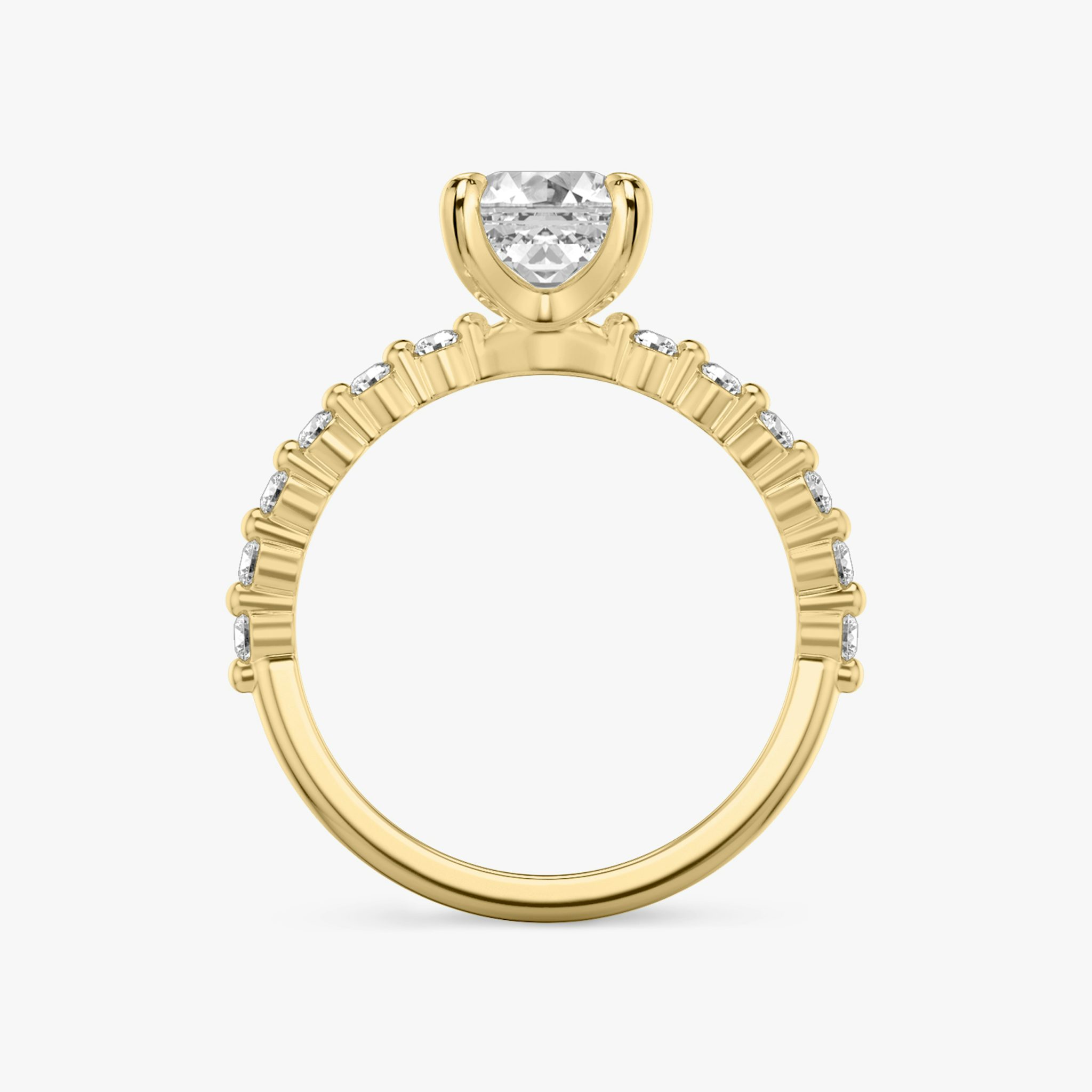 The Single Shared Prong | Asscher | 18k | Yellow Gold | bandAccent: Plain | bandStoneStyle: original | diamondOrientation: vertical | caratWeight: other