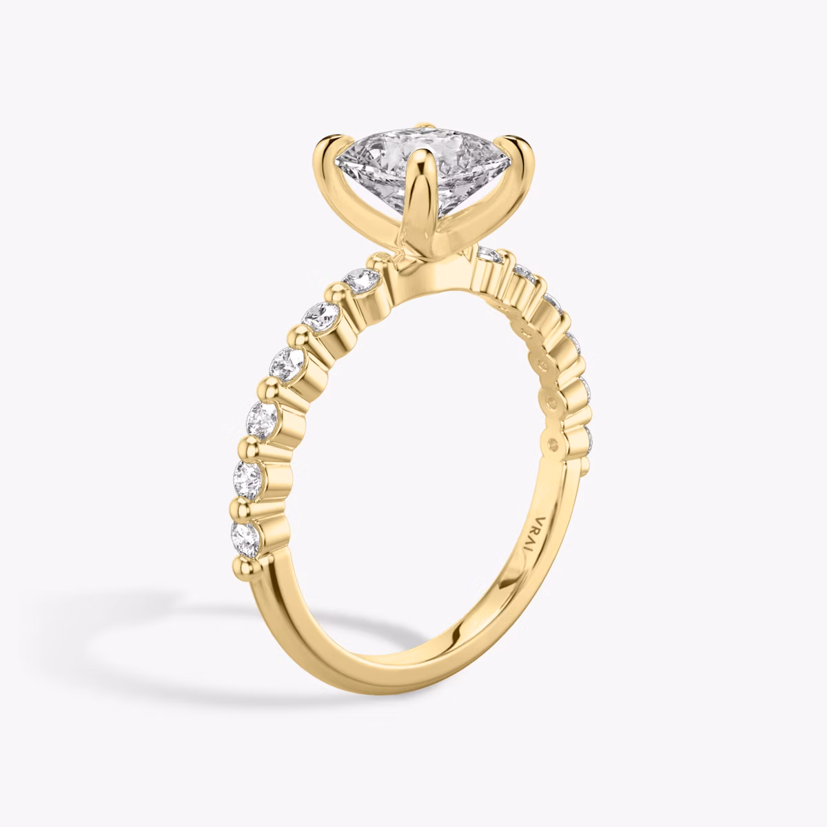 The Single Shared Prong | Asscher | 18k | Yellow Gold | bandAccent: Plain | bandStoneStyle: original | diamondOrientation: vertical | caratWeight: other