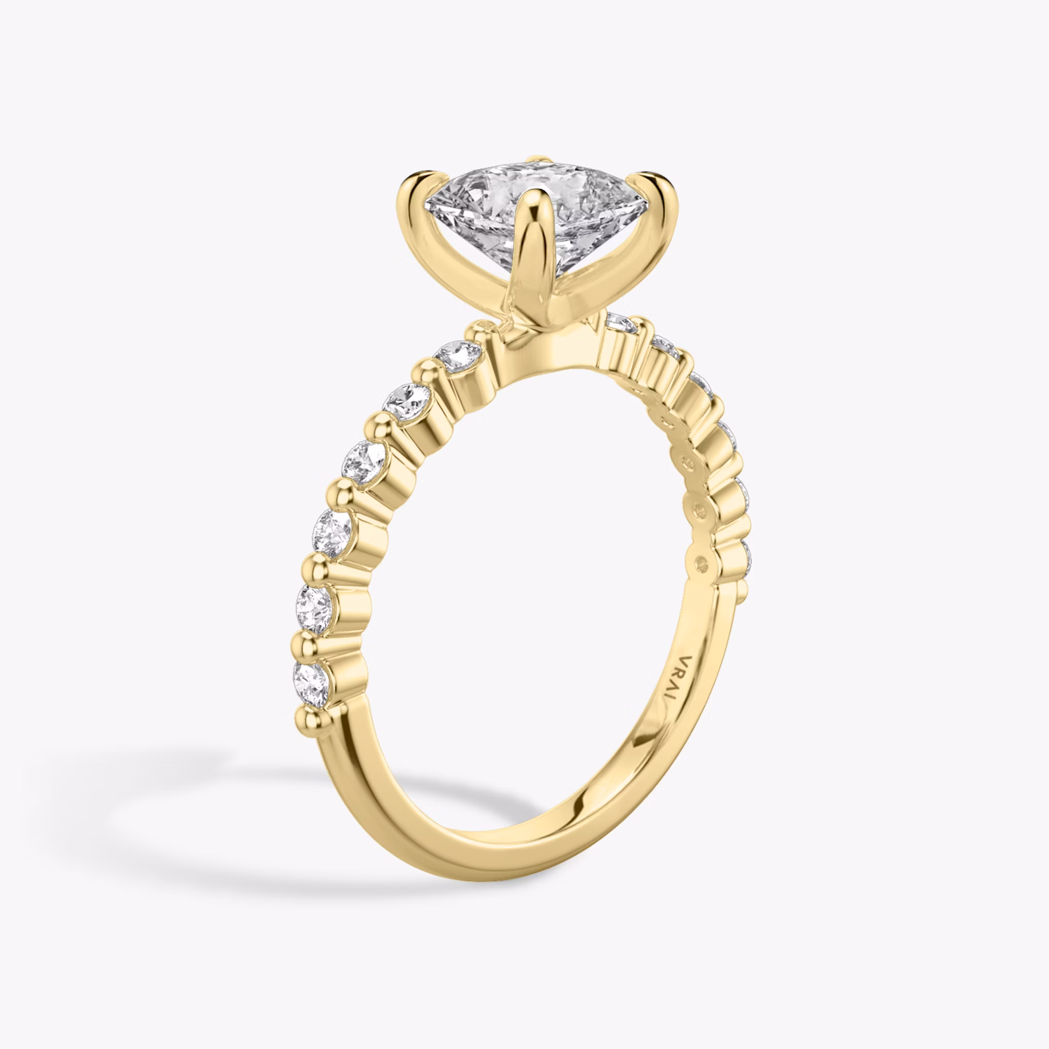 The Single Shared Prong | Asscher | 18k | Yellow Gold | bandAccent: Plain | bandStoneStyle: original | diamondOrientation: vertical | caratWeight: other
