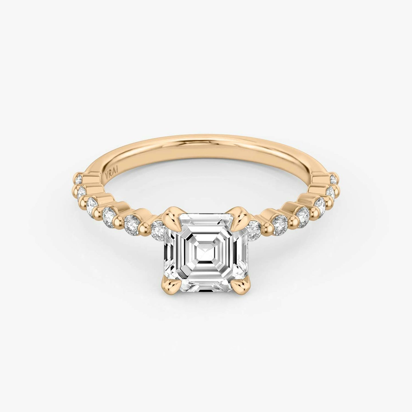 The Single Shared Prong | Asscher | 14k | Rose Gold | bandAccent: Plain | bandStoneStyle: original | diamondOrientation: vertical | caratWeight: other