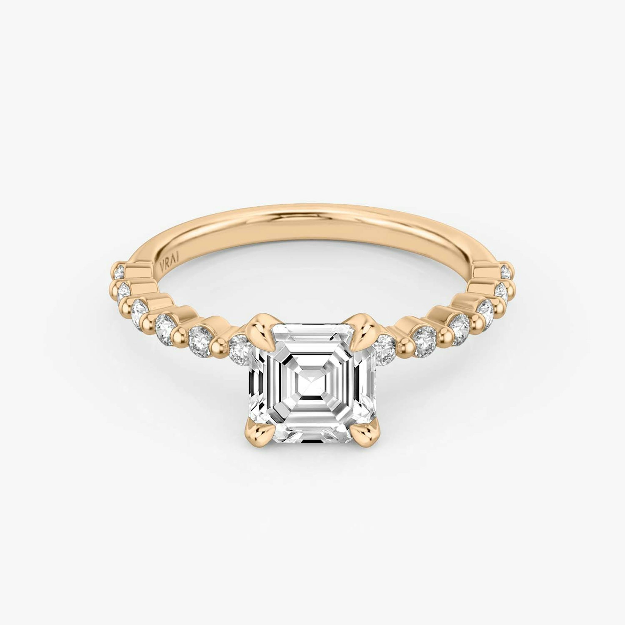 The Single Shared Prong | Asscher | 14k | Rose Gold | bandAccent: Plain | bandStoneStyle: original | diamondOrientation: vertical | caratWeight: other