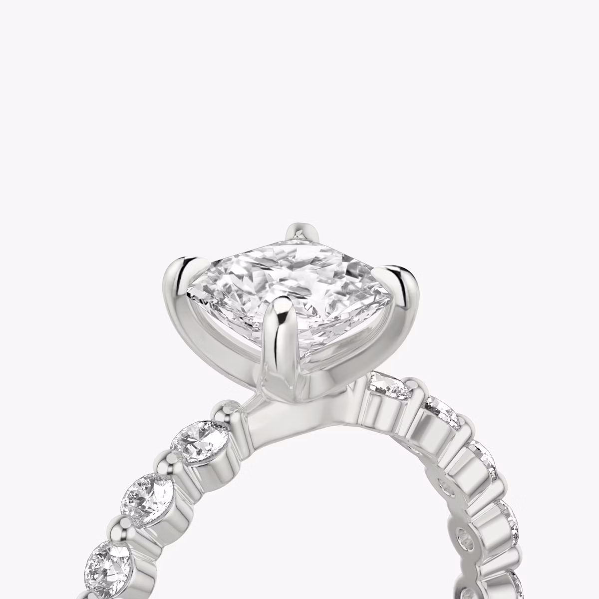 The Single Shared Prong | Asscher | Platinum | bandAccent: Plain | bandStoneStyle: large | diamondOrientation: vertical | caratWeight: other