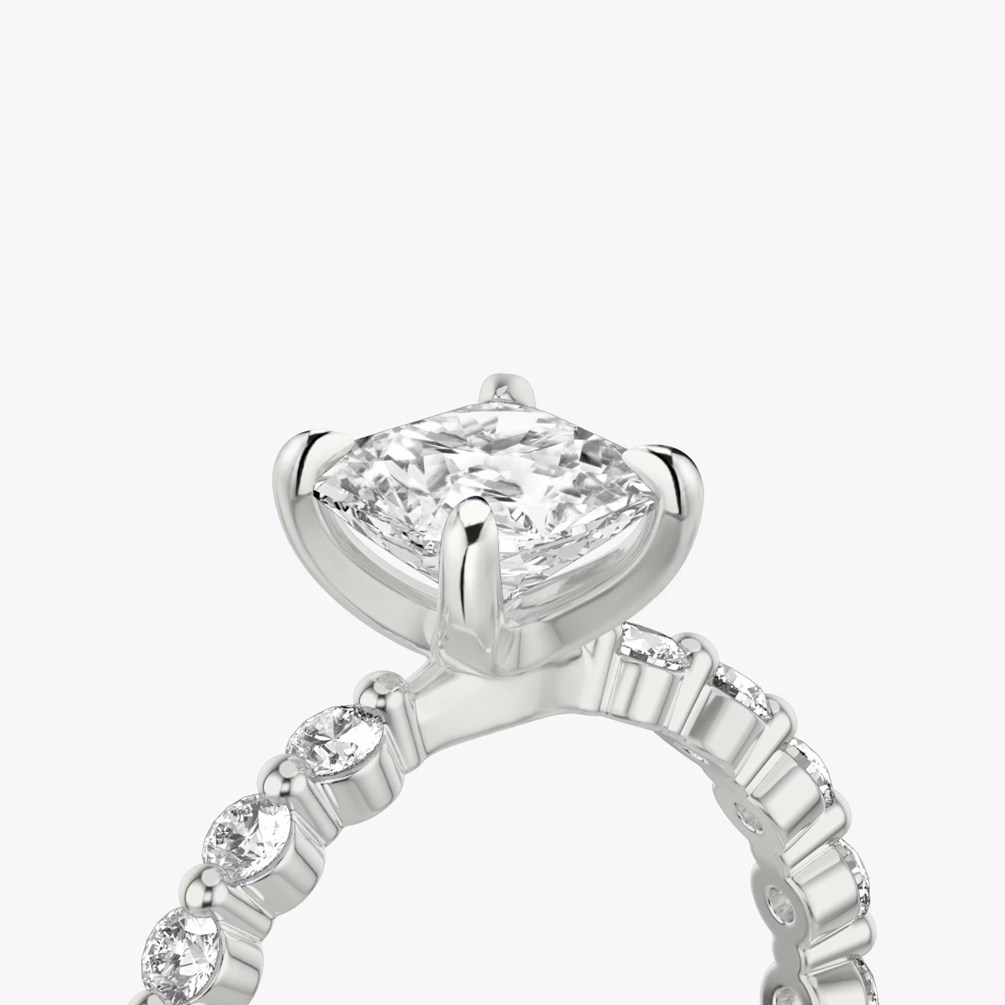 The Single Shared Prong | Asscher | 18k | White Gold | bandAccent: Plain | bandStoneStyle: large | diamondOrientation: vertical | caratWeight: other