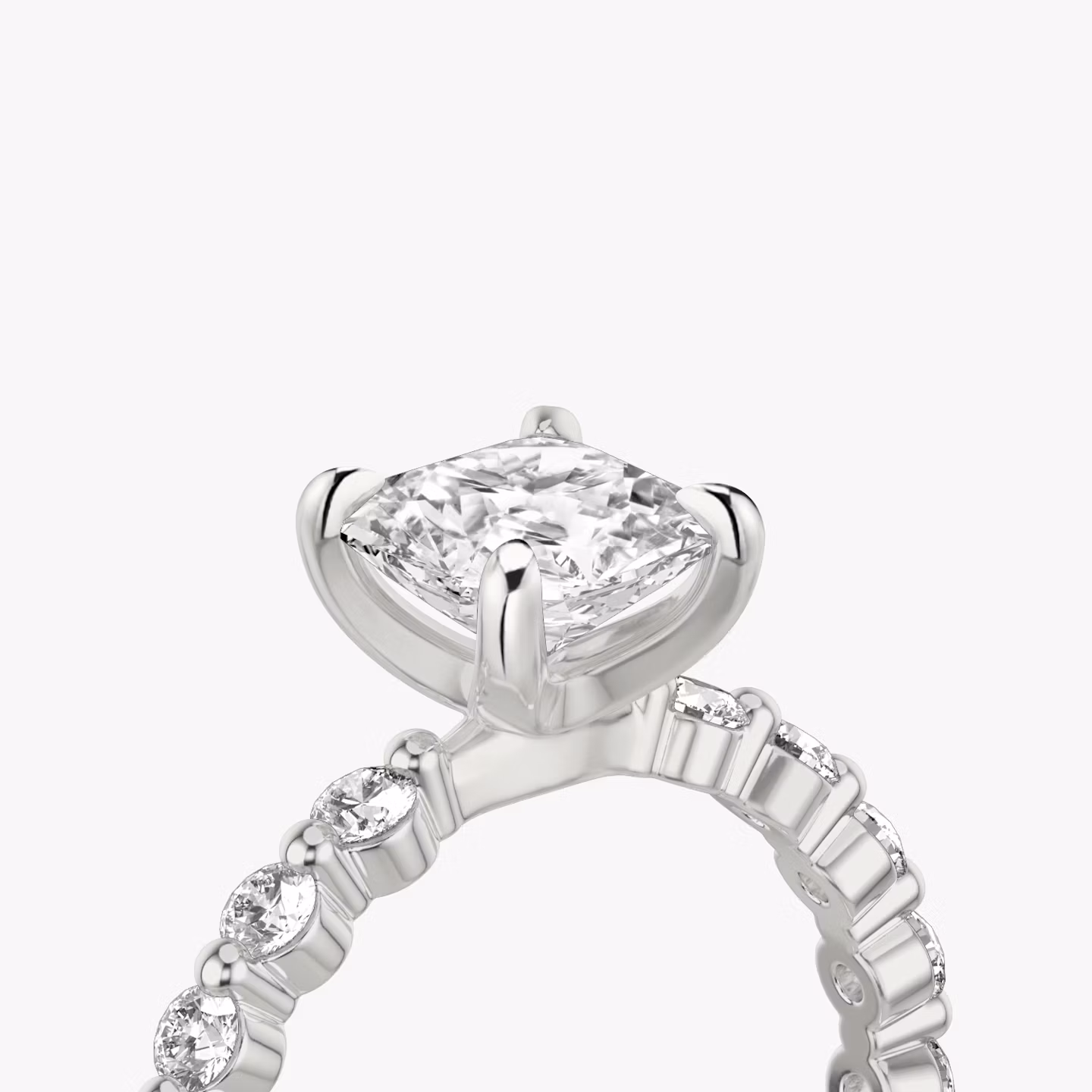 The Single Shared Prong | Asscher | 18k | White Gold | bandAccent: Plain | bandStoneStyle: large | diamondOrientation: vertical | caratWeight: other