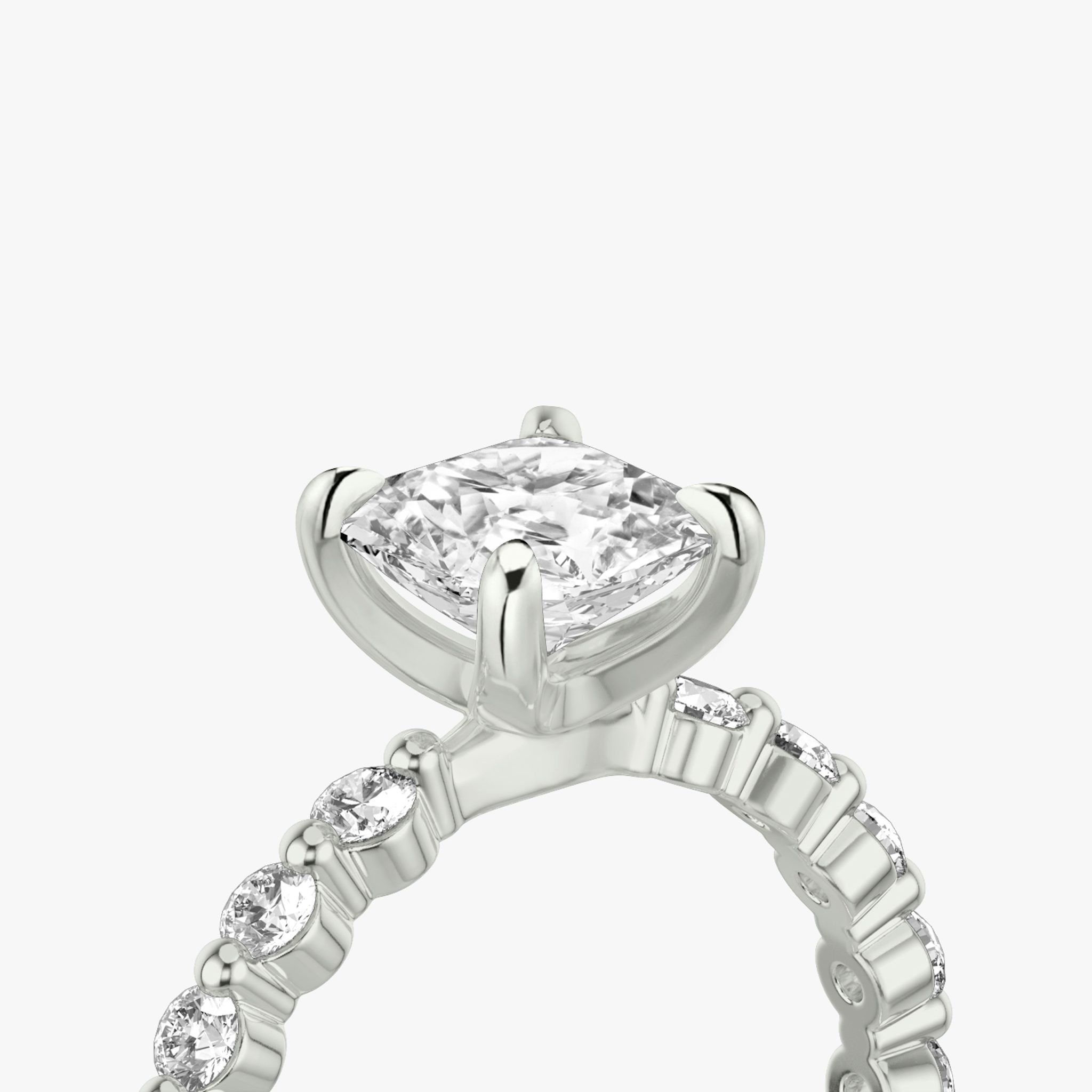 The Single Shared Prong | Asscher | 18k | White Gold | bandAccent: Plain | bandStoneStyle: large | diamondOrientation: vertical | caratWeight: other