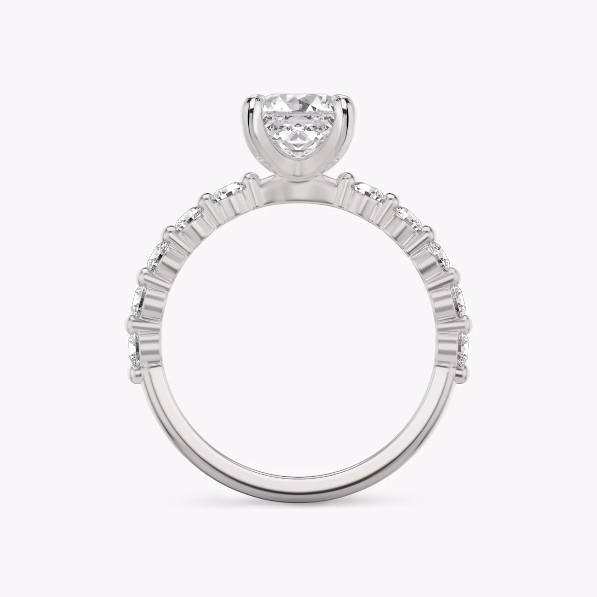 The Single Shared Prong | Asscher | Platinum | bandAccent: Plain | bandStoneStyle: large | diamondOrientation: vertical | caratWeight: other