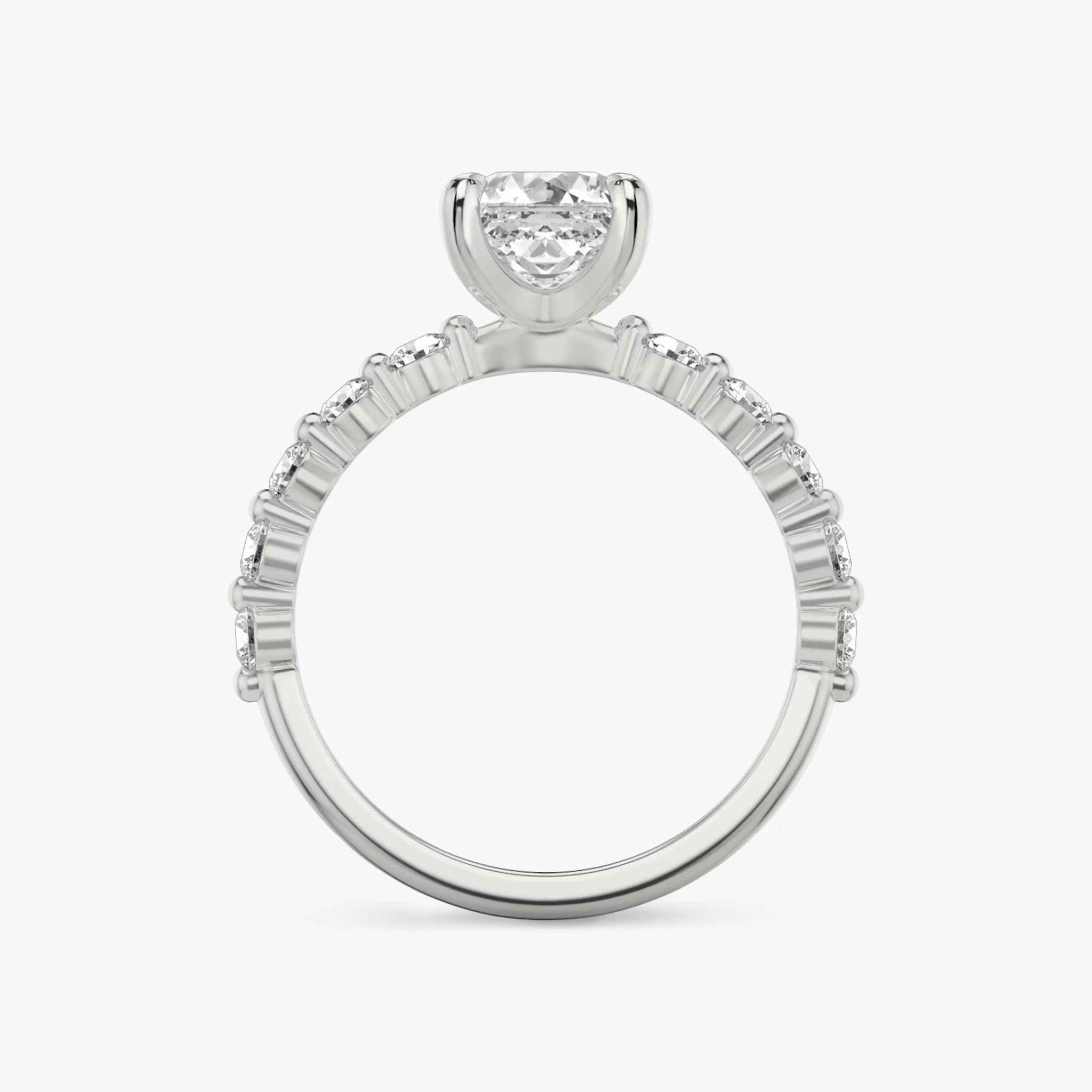 The Single Shared Prong | Asscher | 18k | White Gold | bandAccent: Plain | bandStoneStyle: large | diamondOrientation: vertical | caratWeight: other