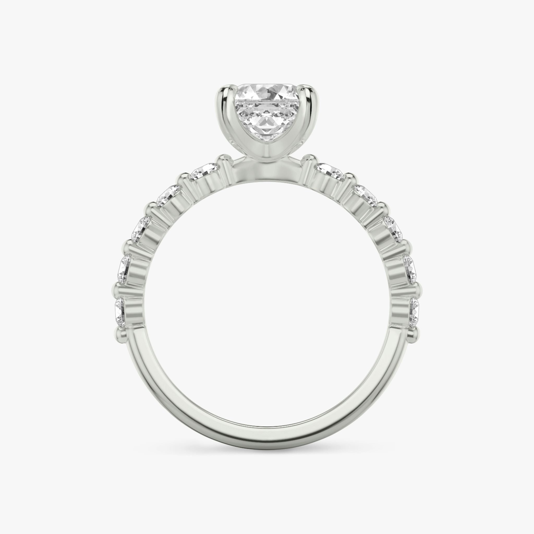 The Single Shared Prong | Asscher | 18k | White Gold | bandAccent: Plain | bandStoneStyle: large | diamondOrientation: vertical | caratWeight: other