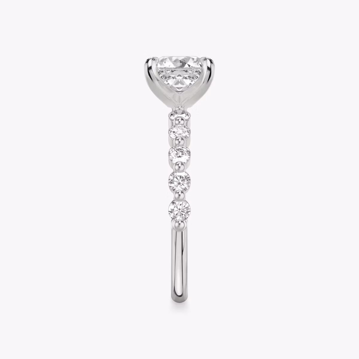 The Single Shared Prong | Asscher | Platinum | bandAccent: Plain | bandStoneStyle: large | diamondOrientation: vertical | caratWeight: other