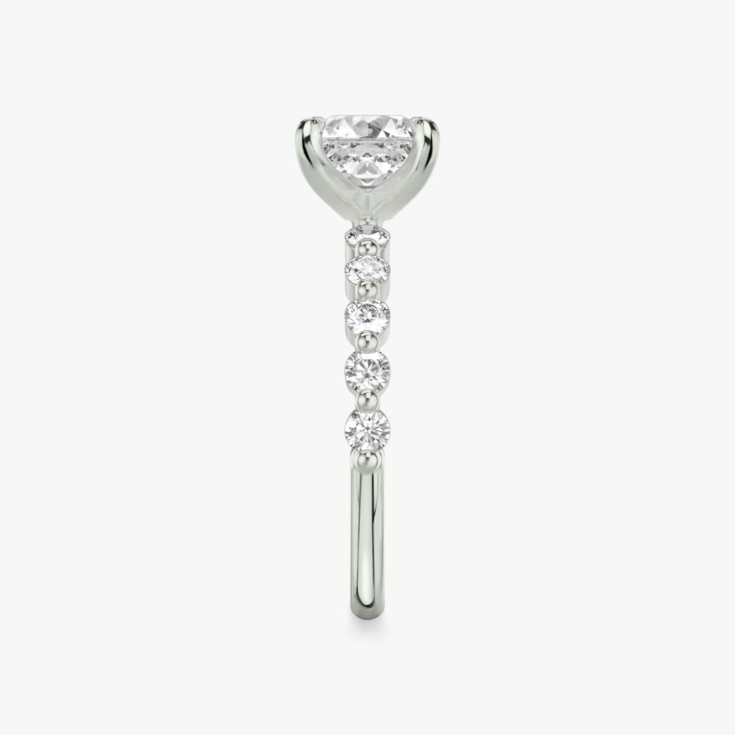 The Single Shared Prong | Asscher | 18k | White Gold | bandAccent: Plain | bandStoneStyle: large | diamondOrientation: vertical | caratWeight: other