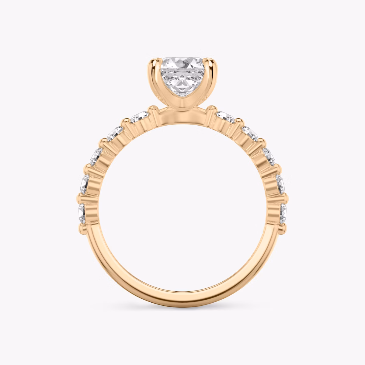 The Single Shared Prong | Asscher | 14k | Rose Gold | bandAccent: Plain | bandStoneStyle: large | diamondOrientation: vertical | caratWeight: other