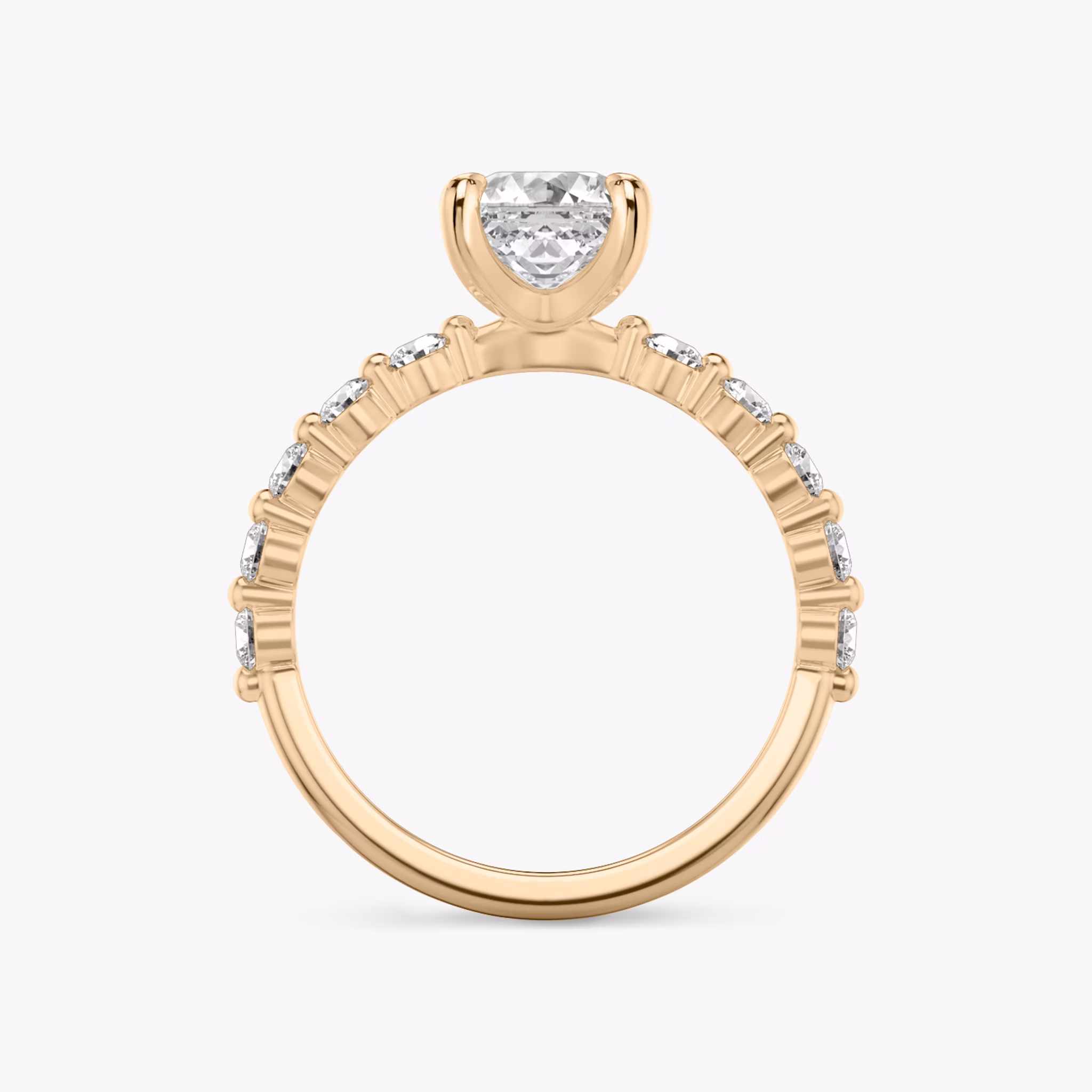 The Single Shared Prong | Asscher | 14k | Rose Gold | bandAccent: Plain | bandStoneStyle: large | diamondOrientation: vertical | caratWeight: other
