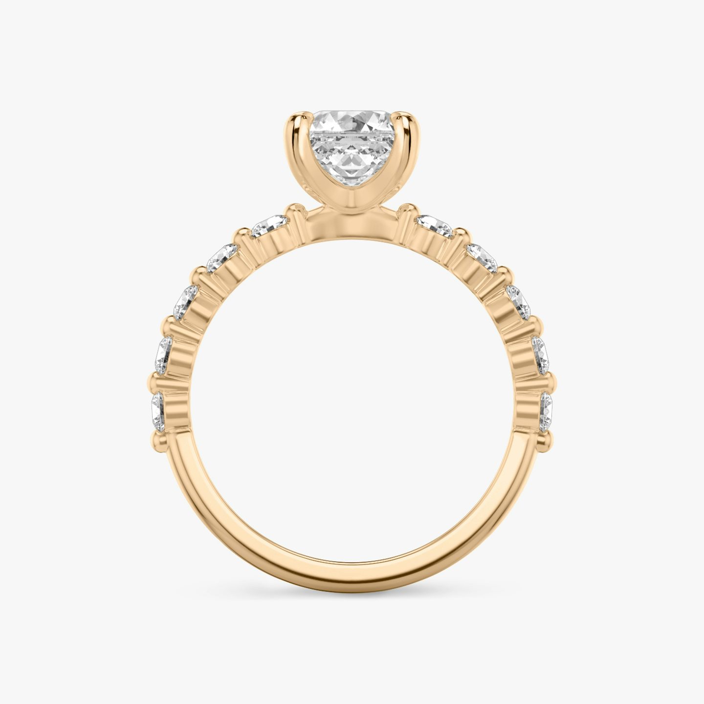 Single Shared Prong | Asscher | 14k | Roségold | bandAccent: Ohne Pavé-Besatz | bandStoneStyle: large | diamondOrientation: vertical | caratWeight: other