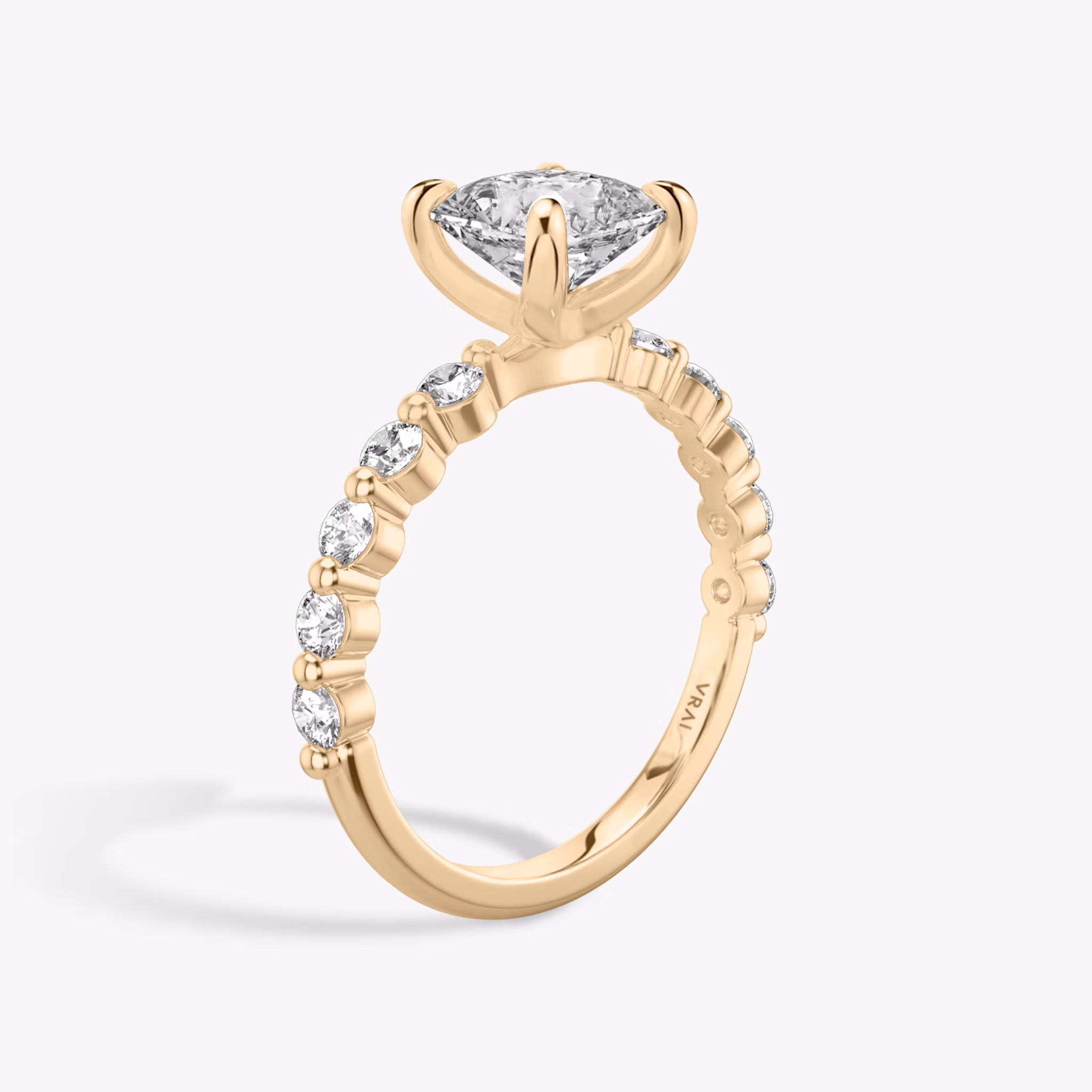 The Single Shared Prong | Asscher | 14k | Rose Gold | bandAccent: Plain | bandStoneStyle: large | diamondOrientation: vertical | caratWeight: other