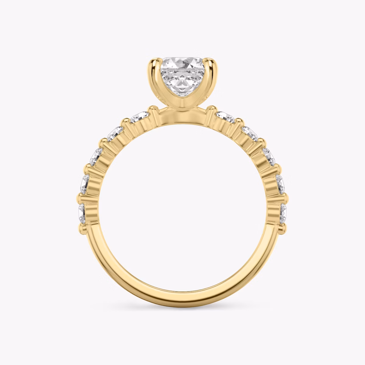 The Single Shared Prong | Asscher | 18k | Yellow Gold | bandAccent: Plain | bandStoneStyle: large | diamondOrientation: vertical | caratWeight: other
