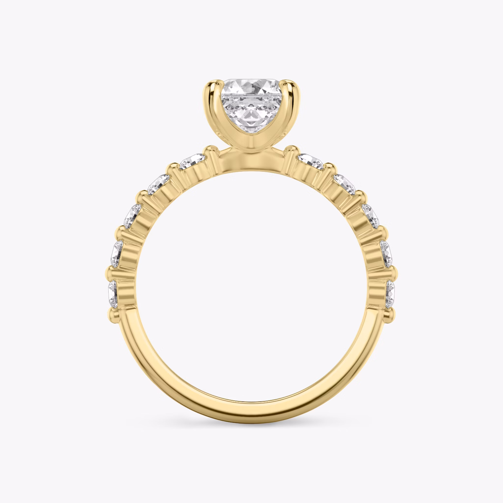 The Single Shared Prong | Asscher | 18k | Yellow Gold | bandAccent: Plain | bandStoneStyle: large | diamondOrientation: vertical | caratWeight: other
