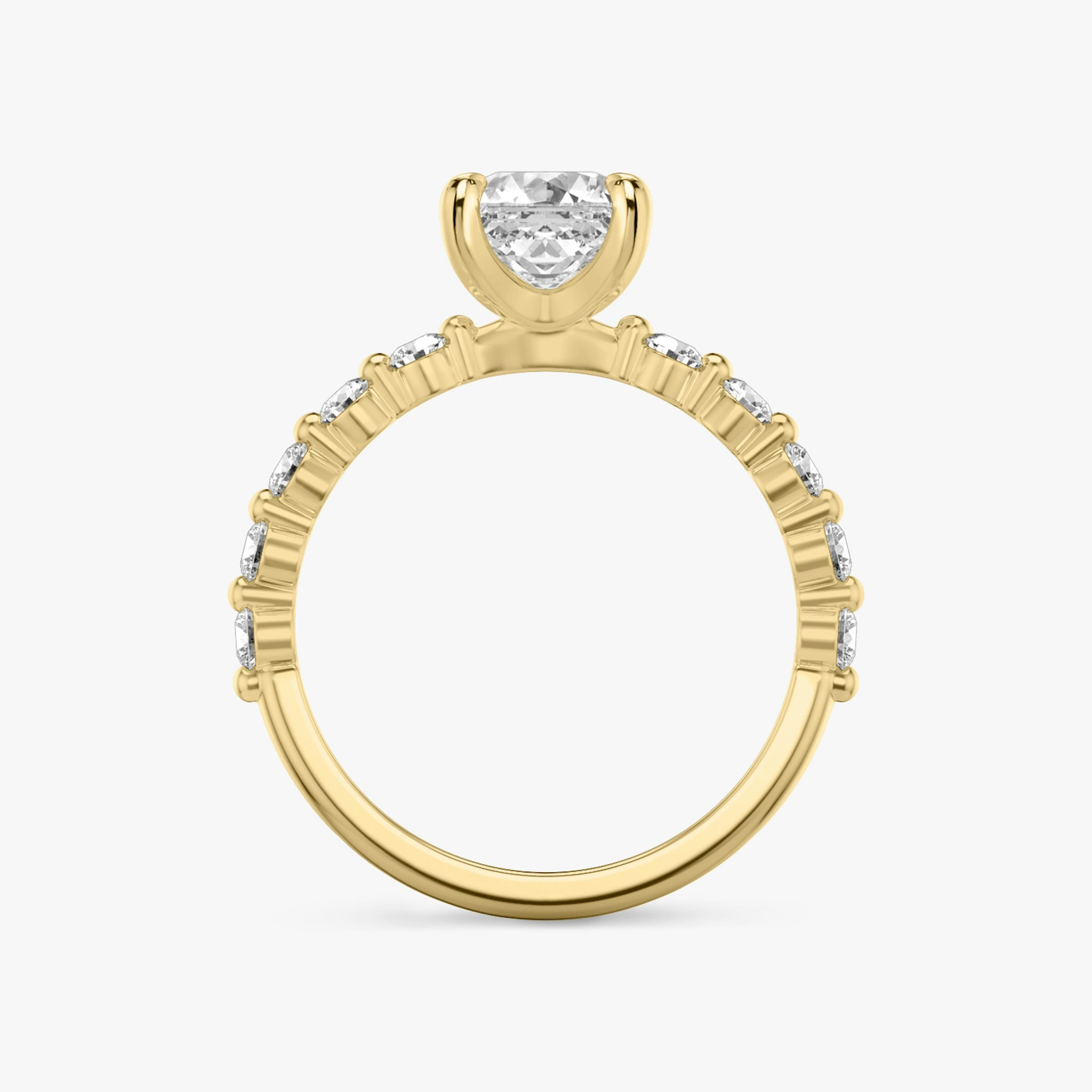 The Single Shared Prong | Asscher | 18k | Yellow Gold | bandAccent: Plain | bandStoneStyle: large | diamondOrientation: vertical | caratWeight: other