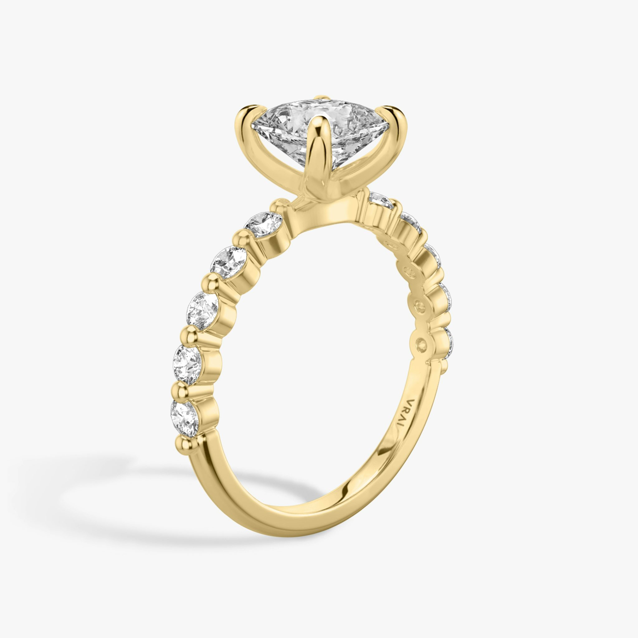 The Single Shared Prong | Asscher | 18k | Yellow Gold | bandAccent: Plain | bandStoneStyle: large | diamondOrientation: vertical | caratWeight: other