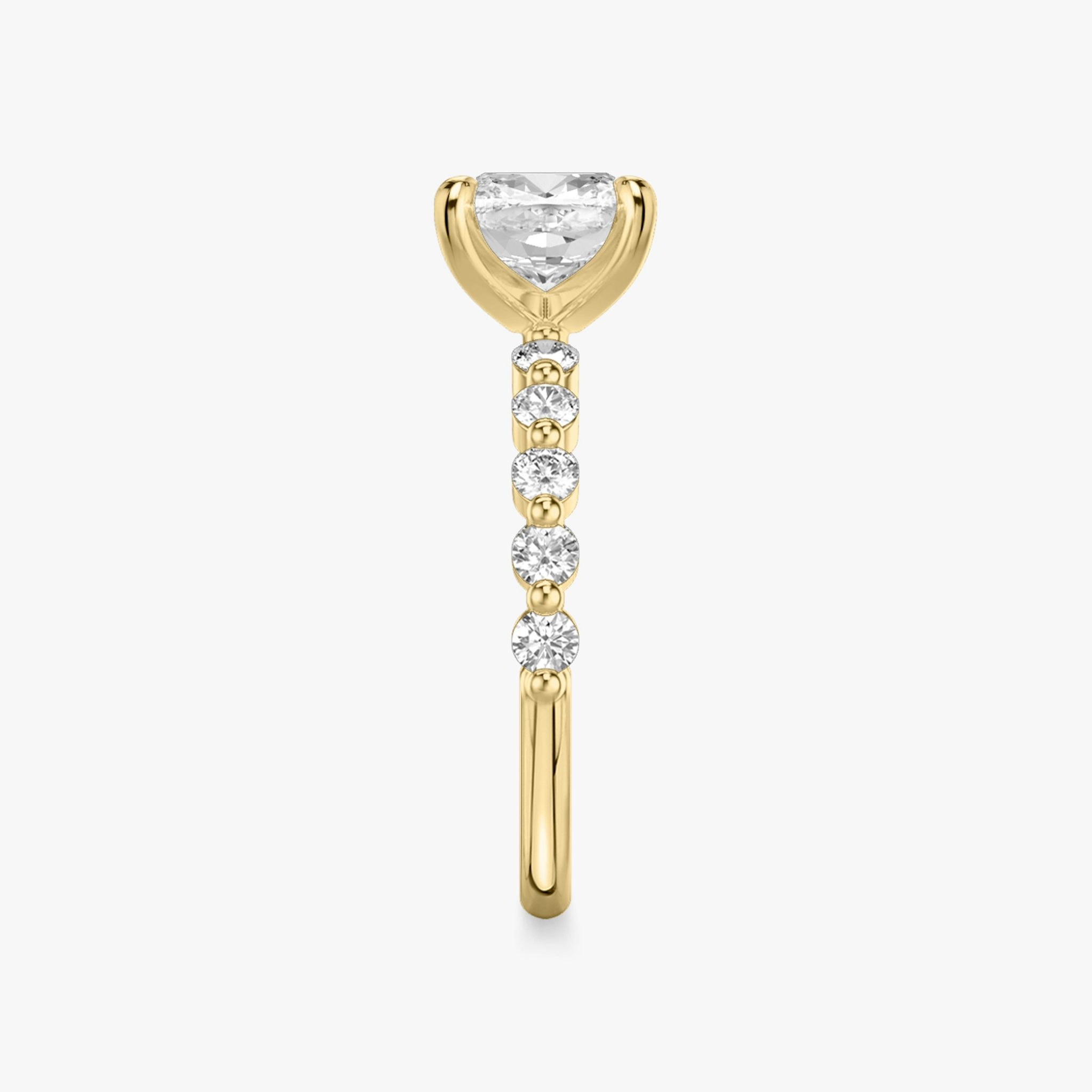 The Single Shared Prong | Cushion | 18k | Yellow Gold | bandAccent: Plain | bandStoneStyle: large | diamondOrientation: vertical | caratWeight: other