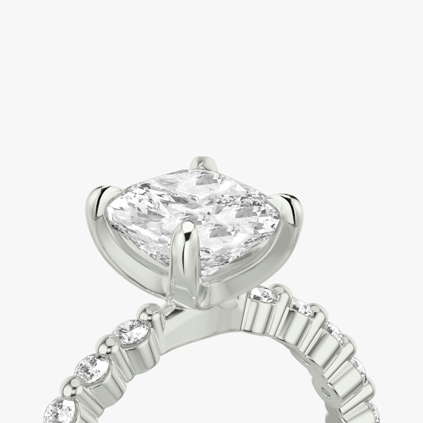 The Single Shared Prong | Cushion | Platinum | bandAccent: Plain | bandStoneStyle: original | diamondOrientation: vertical | caratWeight: other