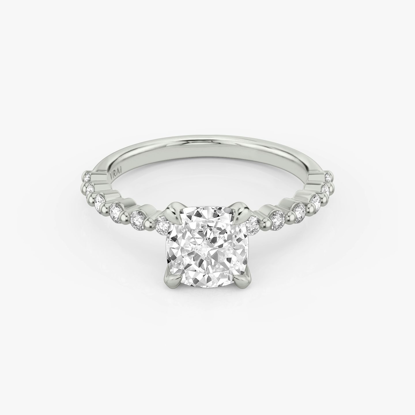 The Single Shared Prong | Cushion | Platinum | bandAccent: Plain | bandStoneStyle: original | diamondOrientation: vertical | caratWeight: other